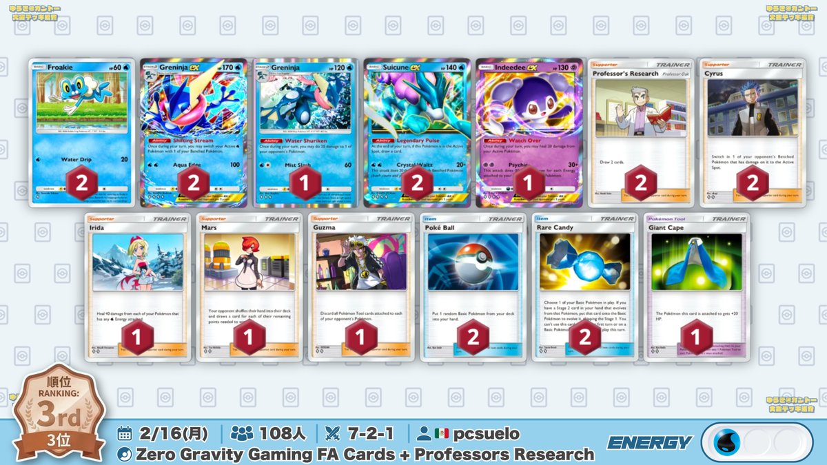 🌏 ポケポケ 大会結果｜2/16(月) 🌏 108人参加大会で『パンプジン型