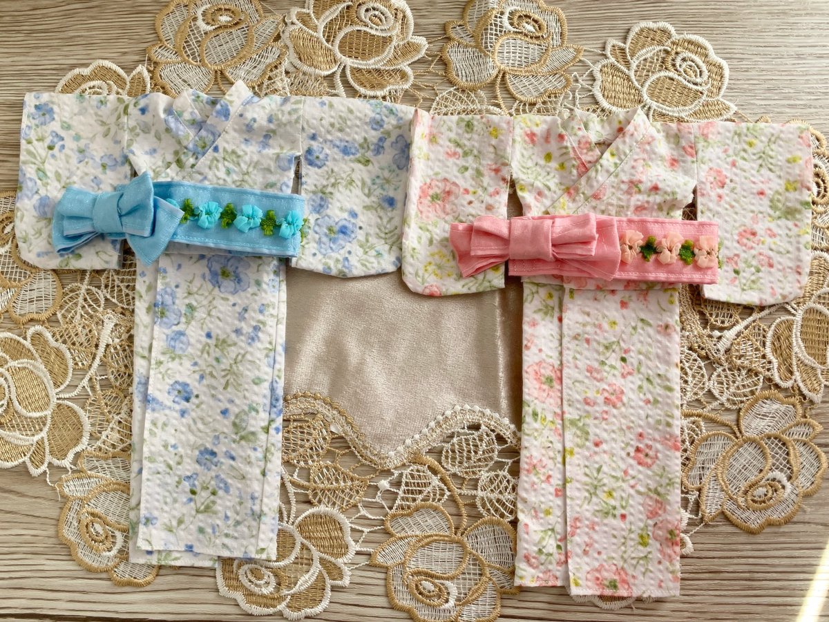 新作♡淡い花柄の浴衣🌸2700円 27cmドールサイズ 今回はオフシーズン