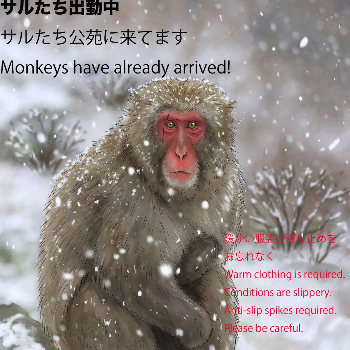 2/22 9:00 サルたち来てくれています。 Monkeys have already arrived