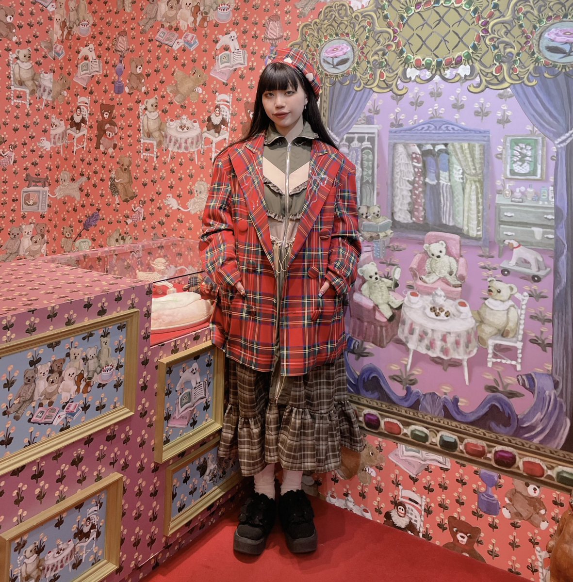 🍎OPEN🍎 ❤️ハートチェックベレー帽 ¥10,780(¥9,800) ❤️ピークド