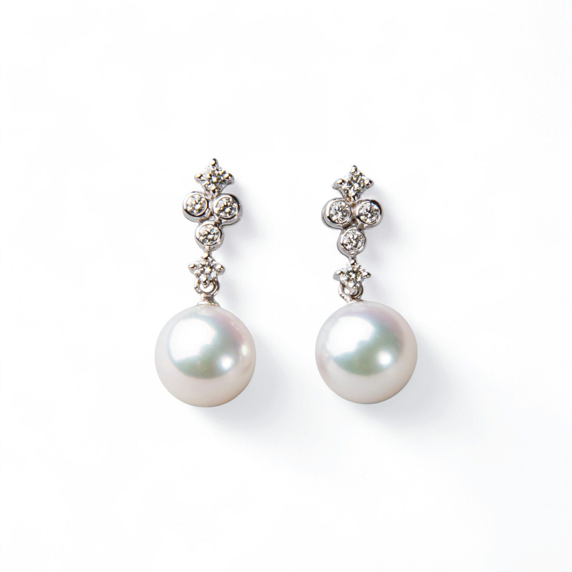 オーロラ花珠真珠 ピアス7.5-8.0mm K18WG/YG [WSP] | 花珠真珠ピアス