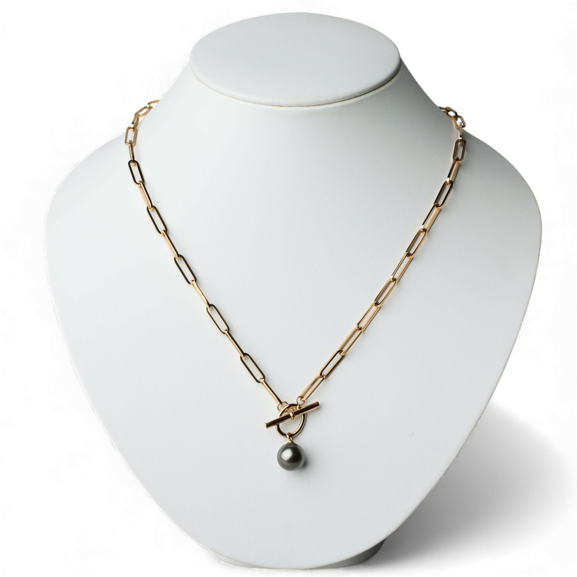 WEB限定】Tahitian+ タヒチ黒蝶真珠 チェーンネックレス 11mmUP SUS304