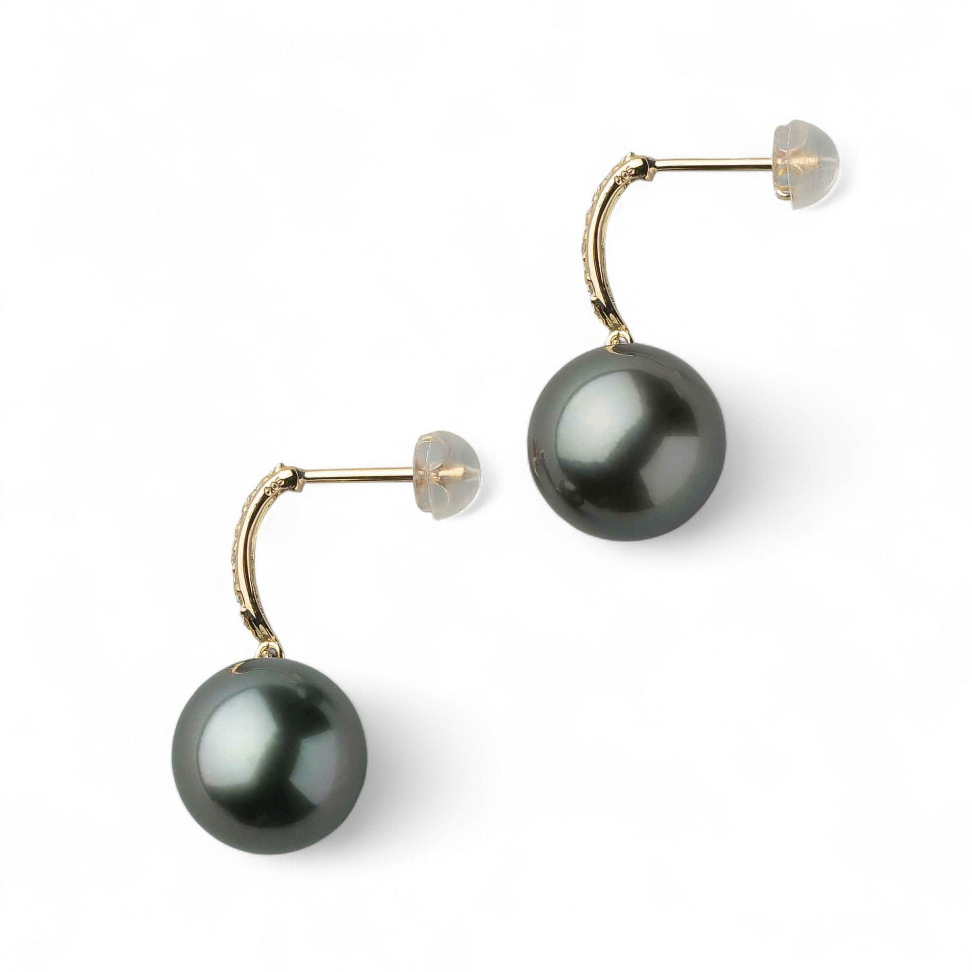 タヒチ黒蝶真珠 ピアス11mm K18YG -Aurora Lagoon- [WSP] | 南洋真珠