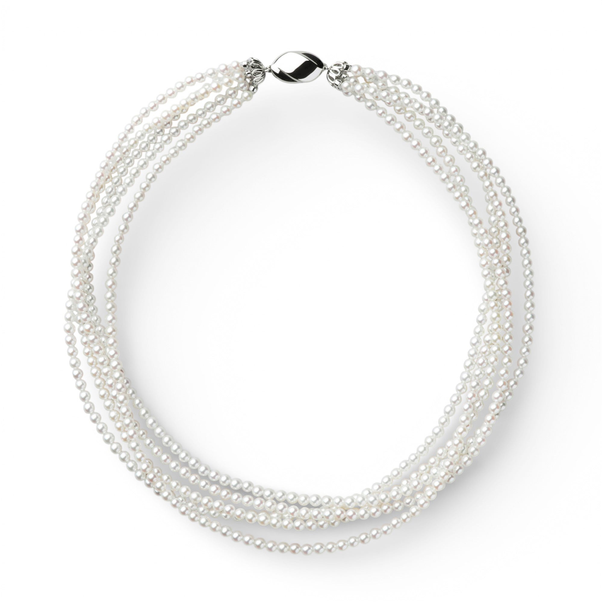 あこや真珠 5連 ネックレス3.5-4.0mm SV925 多連 | ～7.0mm