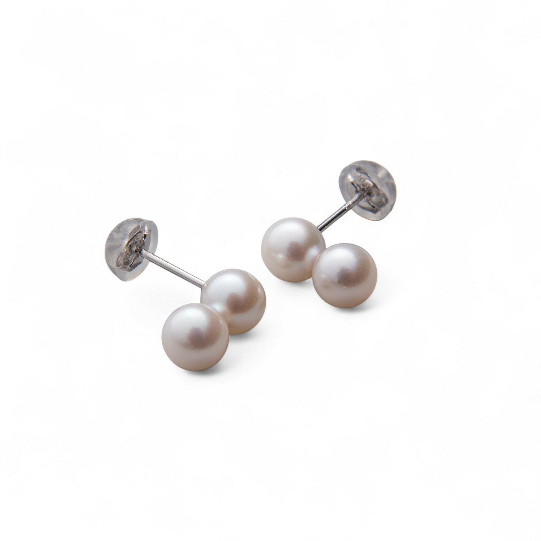 Carina あこや真珠 2粒ピアス5.5-6.0mm K14WG/K18YG | あこや真珠