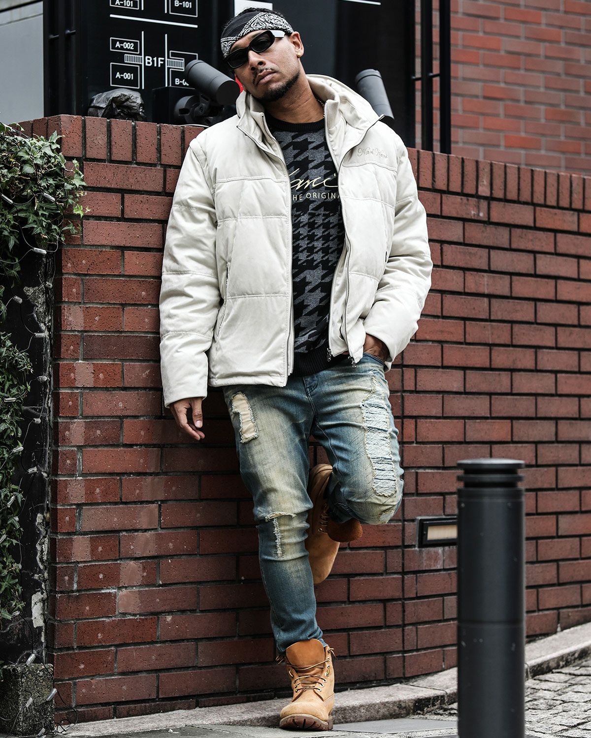 Karl Kani] ストレッチ スーパー スキニー ハードダメージ デニム