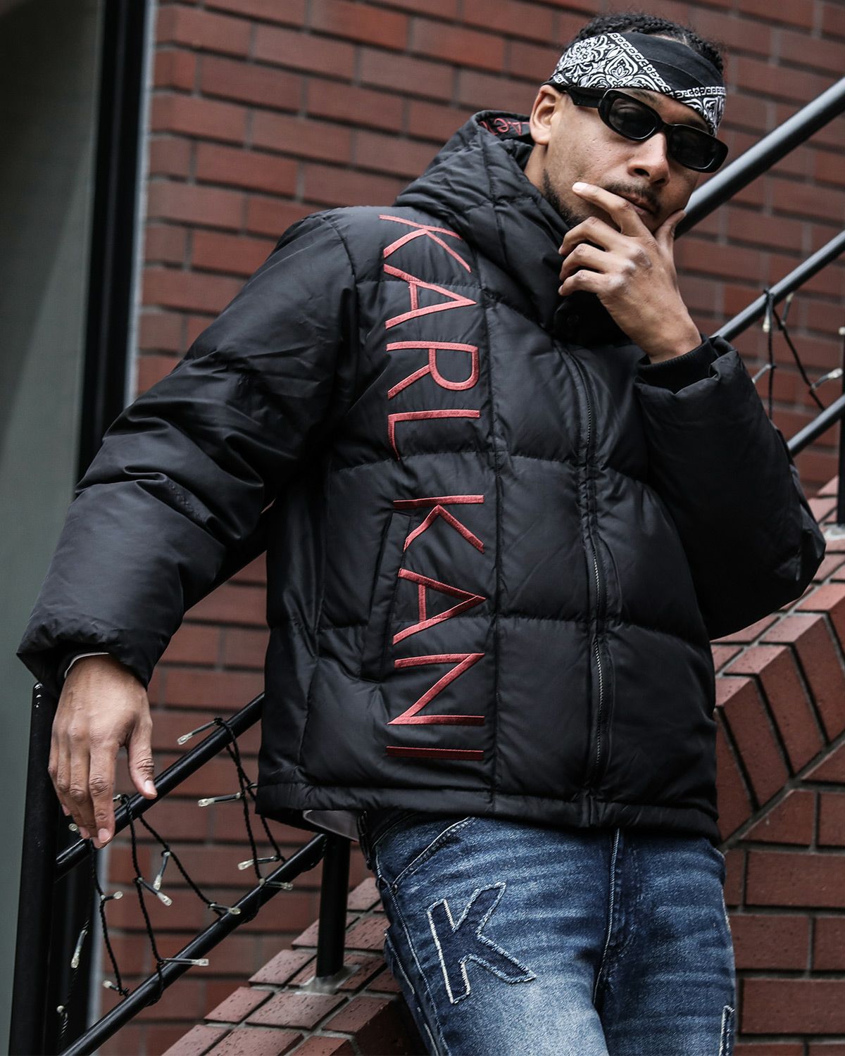Karl Kani] ブラックレッド ダウンジャケット | PEET ONLINE STORE