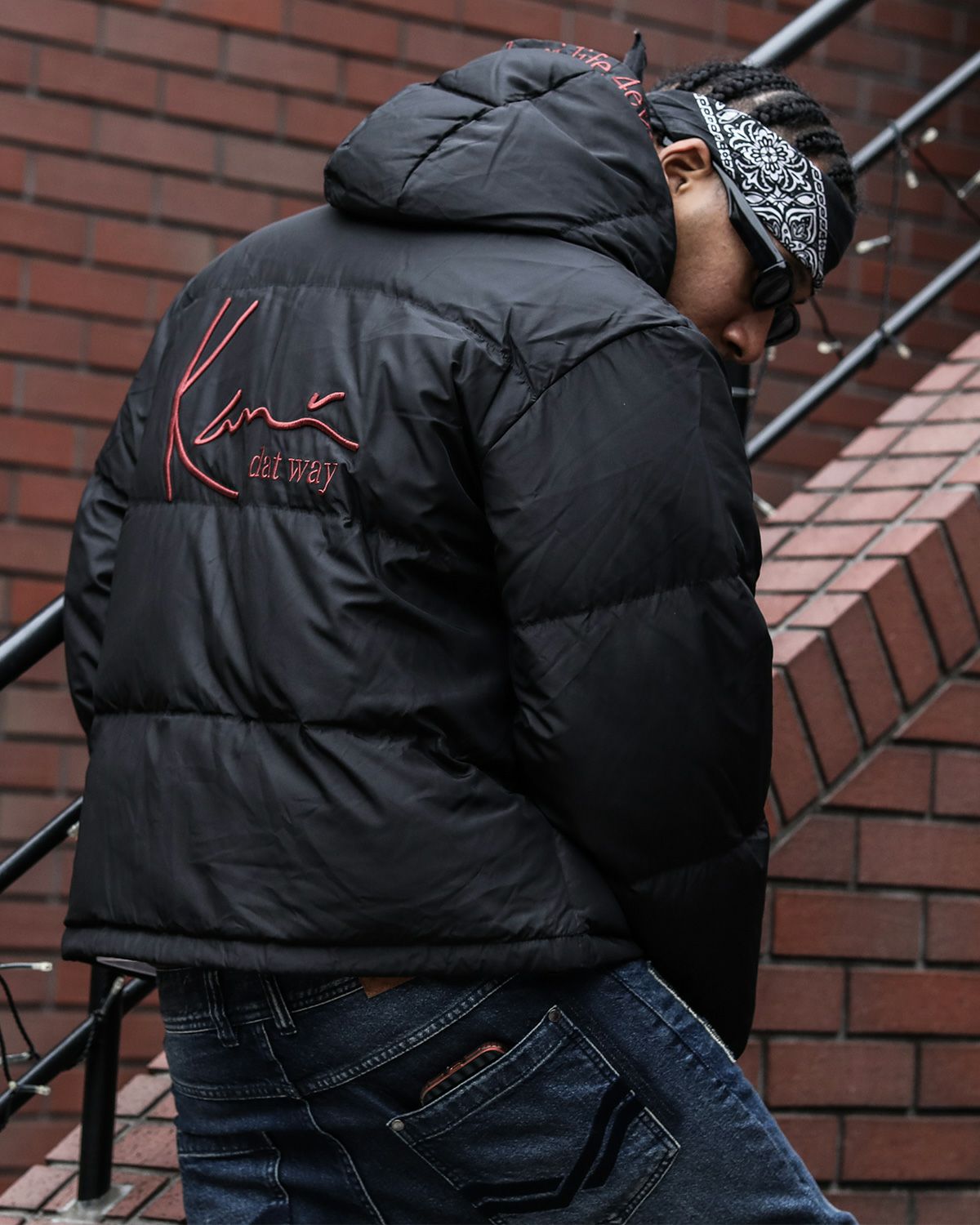 Karl Kani] ブラックレッド ダウンジャケット | PEET ONLINE STORE