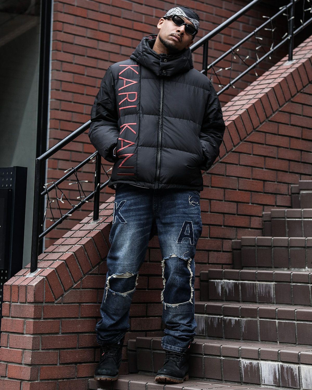 Karl Kani] ブラックレッド ダウンジャケット | PEET ONLINE STORE