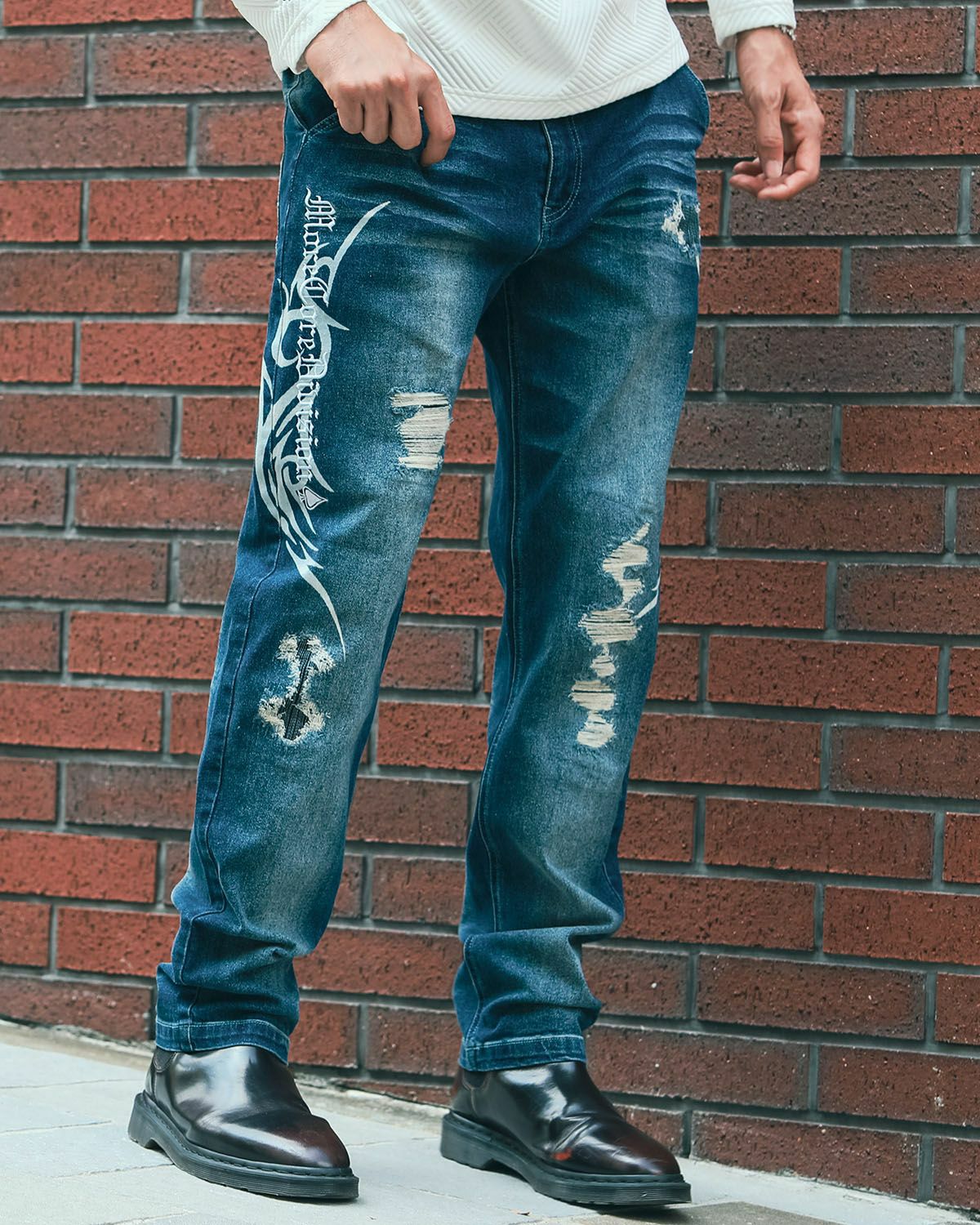 MCD] ストレッチ バック トライバル 刺繍 デニムパンツ | PEET ONLINE