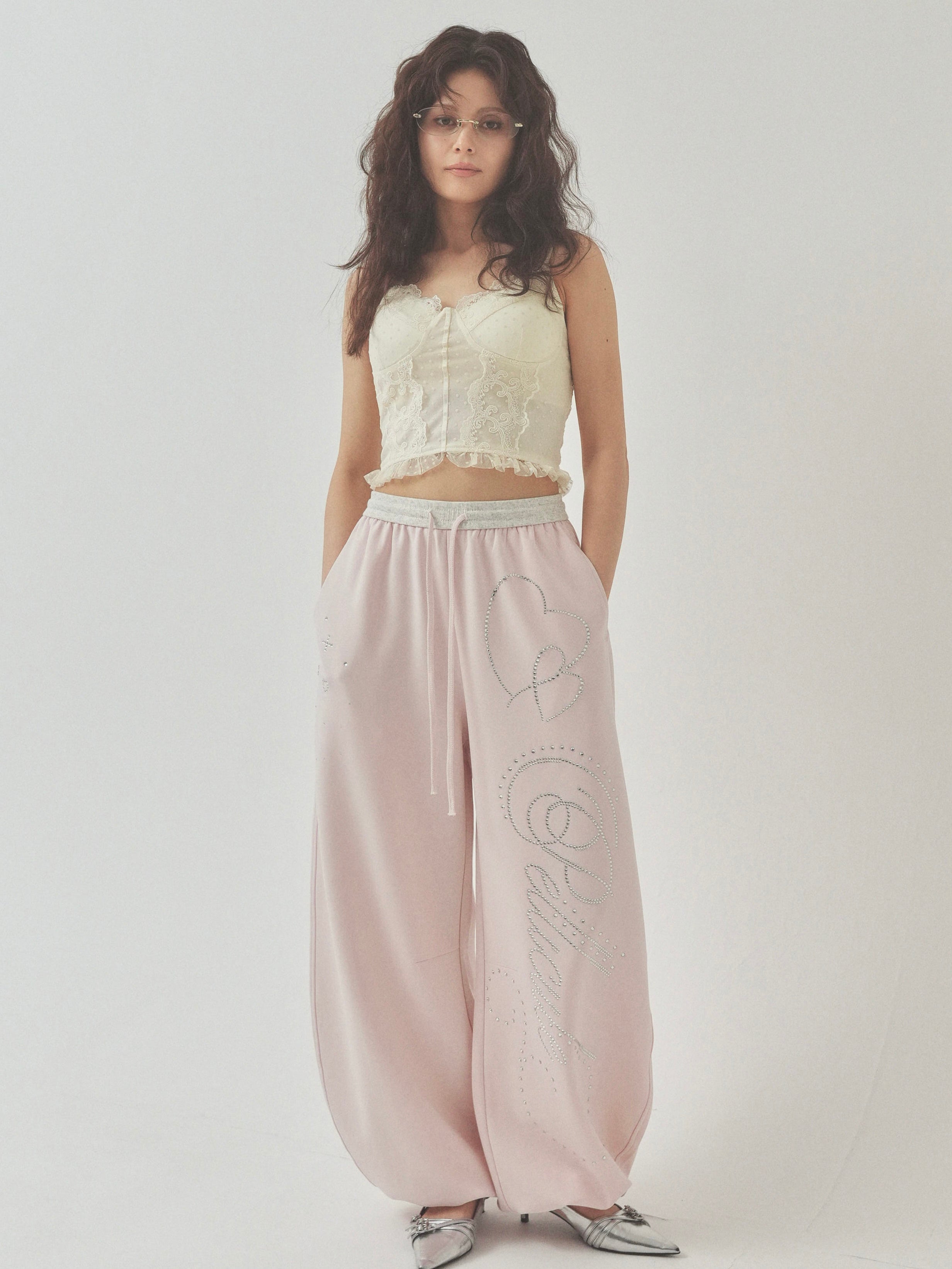 stone-deco sweat pants｜PELLICULE | ぺリキュール