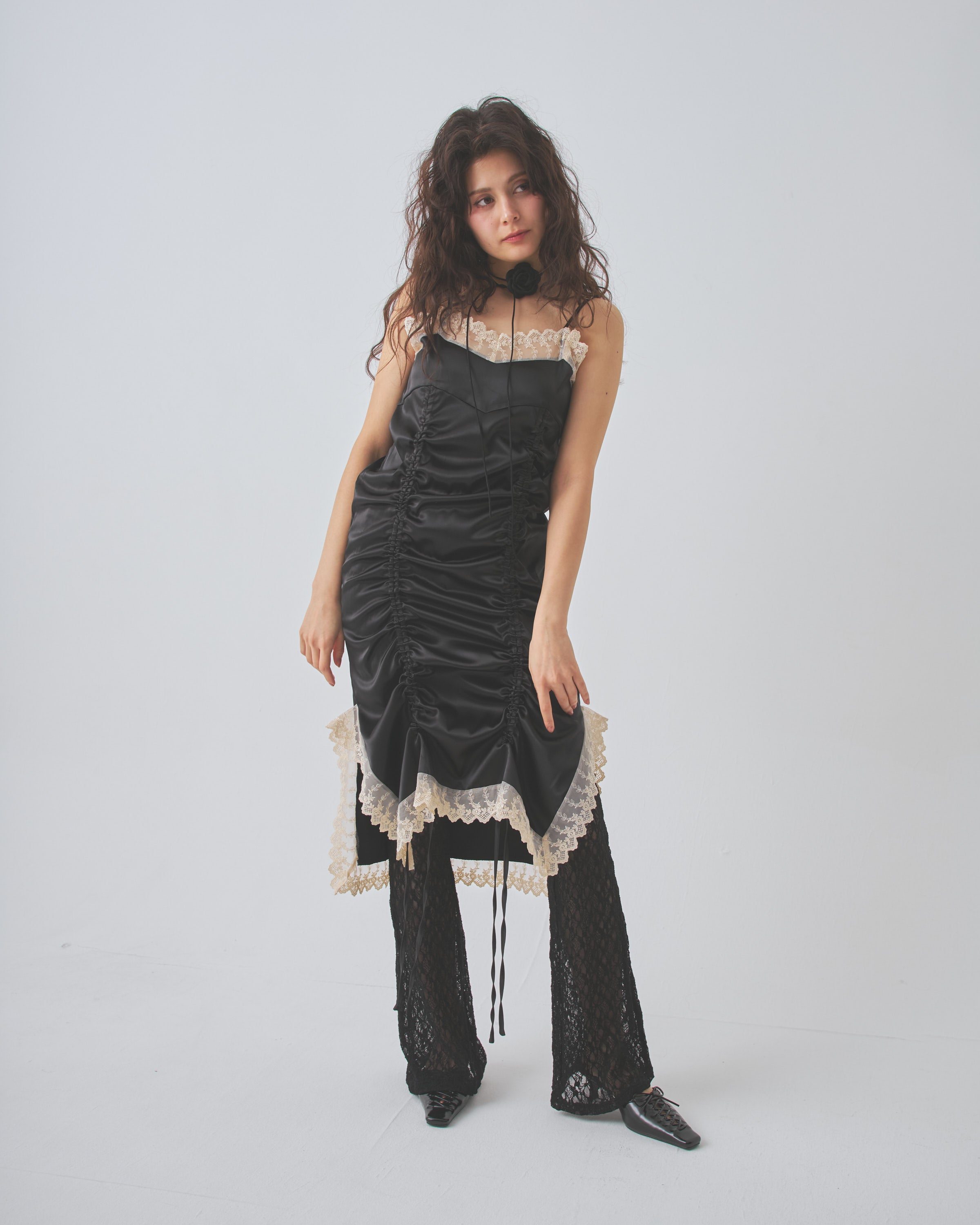 satin gather long op｜PELLICULE | ぺリキュール