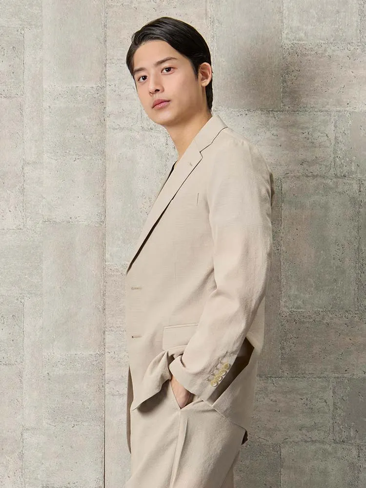 TRANS CONTINENTS コットンリネン混シングルスーツ ベージュ | P.S.FA