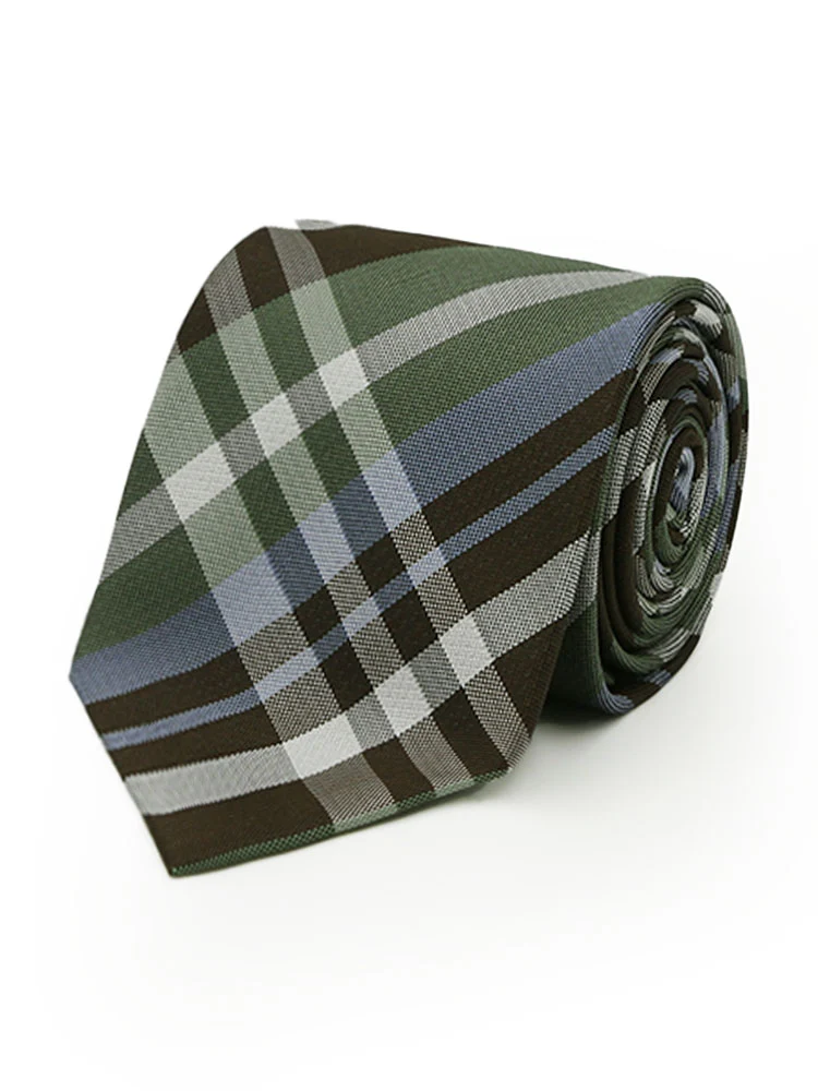 グリーン レギュラーネクタイ【クラシコ】チェック柄 ブラウン
