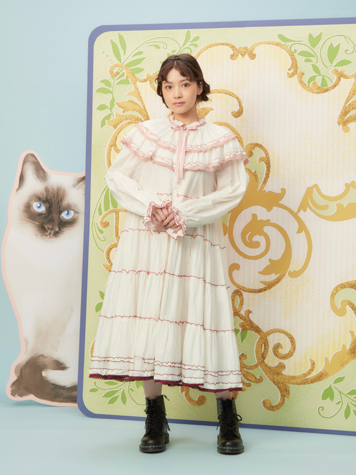 グラデーションピコット刺しゅうフリルワンピース｜ピンクハウス