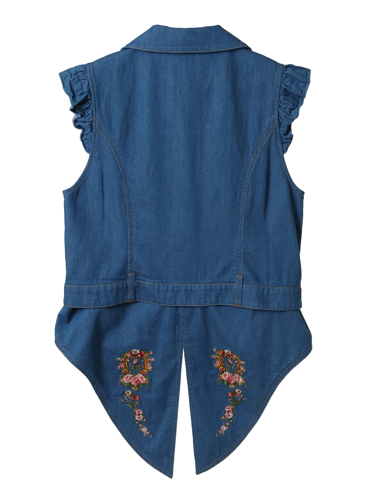 OUTLET】クレストフラワー刺繍使いデニムベスト｜ピンクハウス
