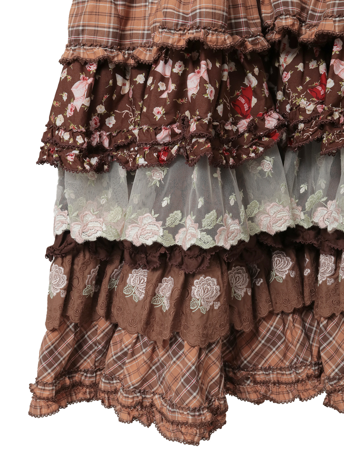 ローズレース使いミックスパッチワークワンピース｜ピンクハウス