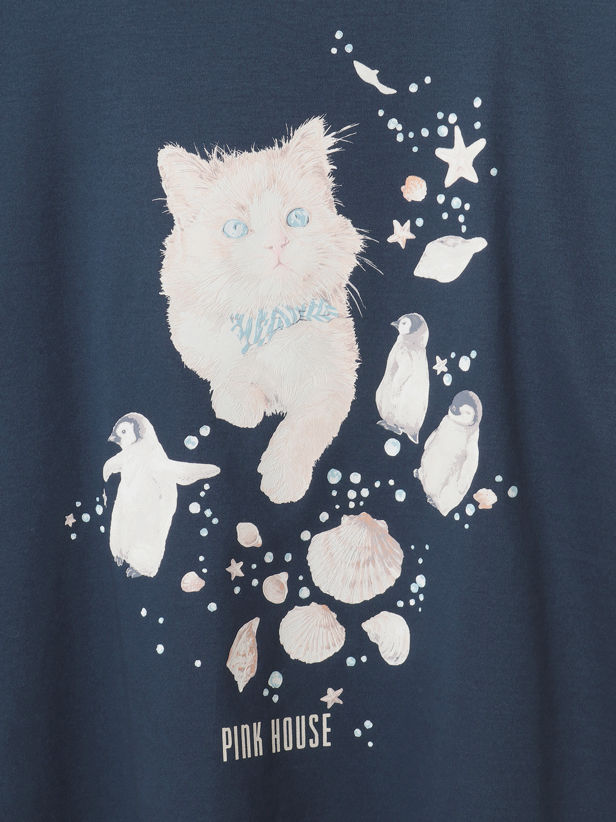 さざ波とねこプリントカットソー｜ピンクハウスオフィシャルオンライン