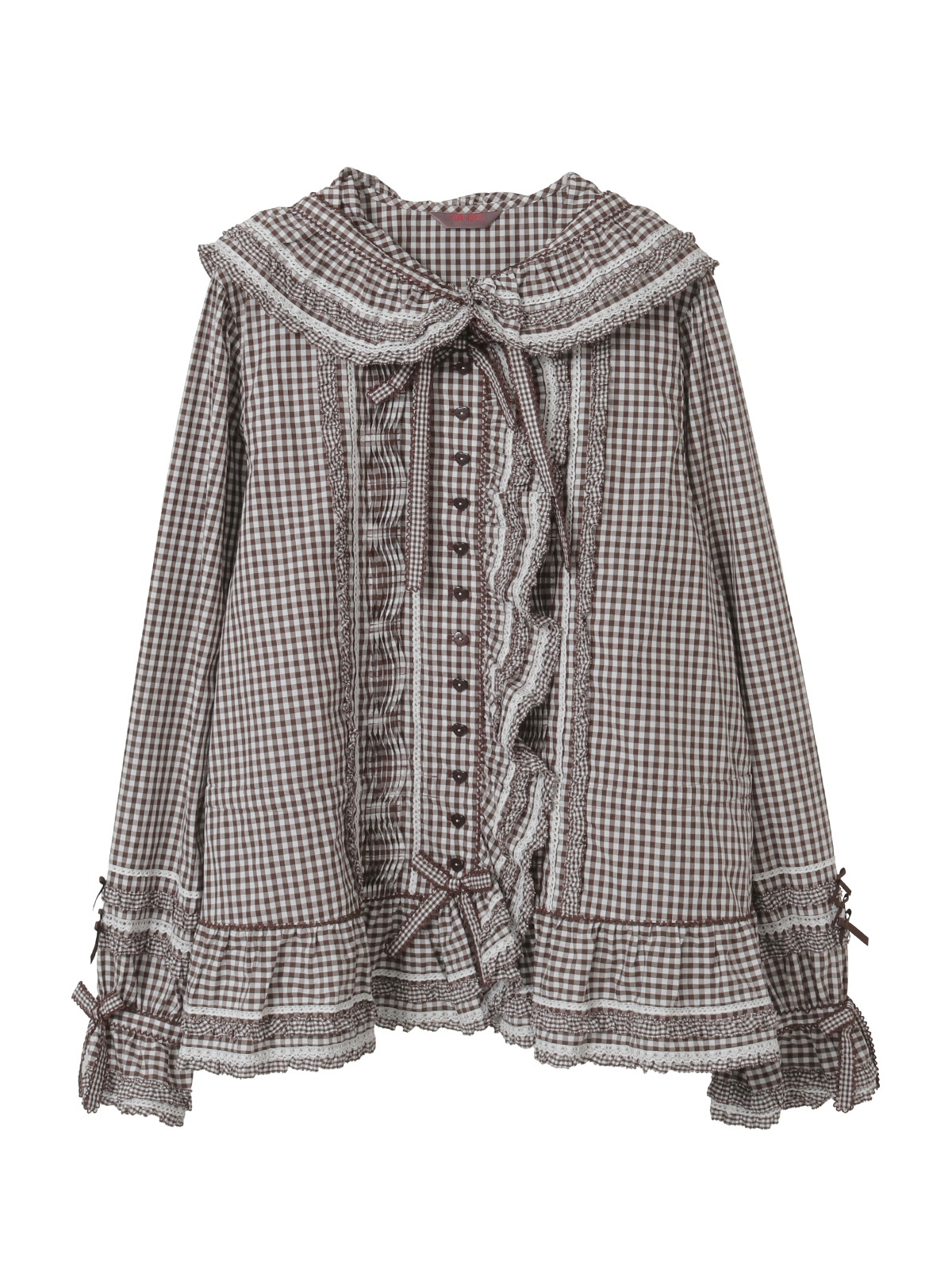 ギンガムチェックフード付きオーバーブラウス｜ピンクハウス