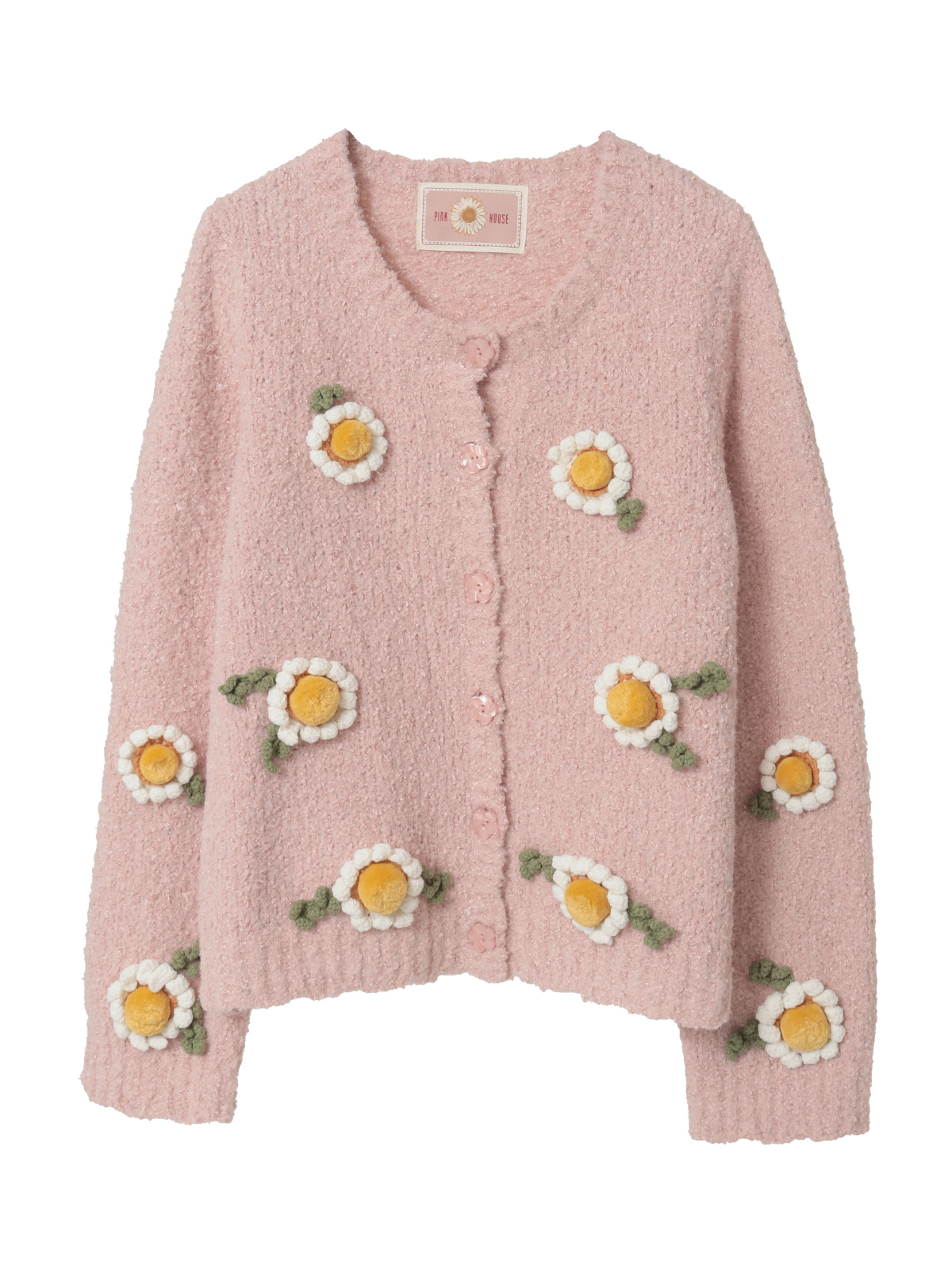 マーガレットモチーフ使いニットカーディガン｜ピンクハウス