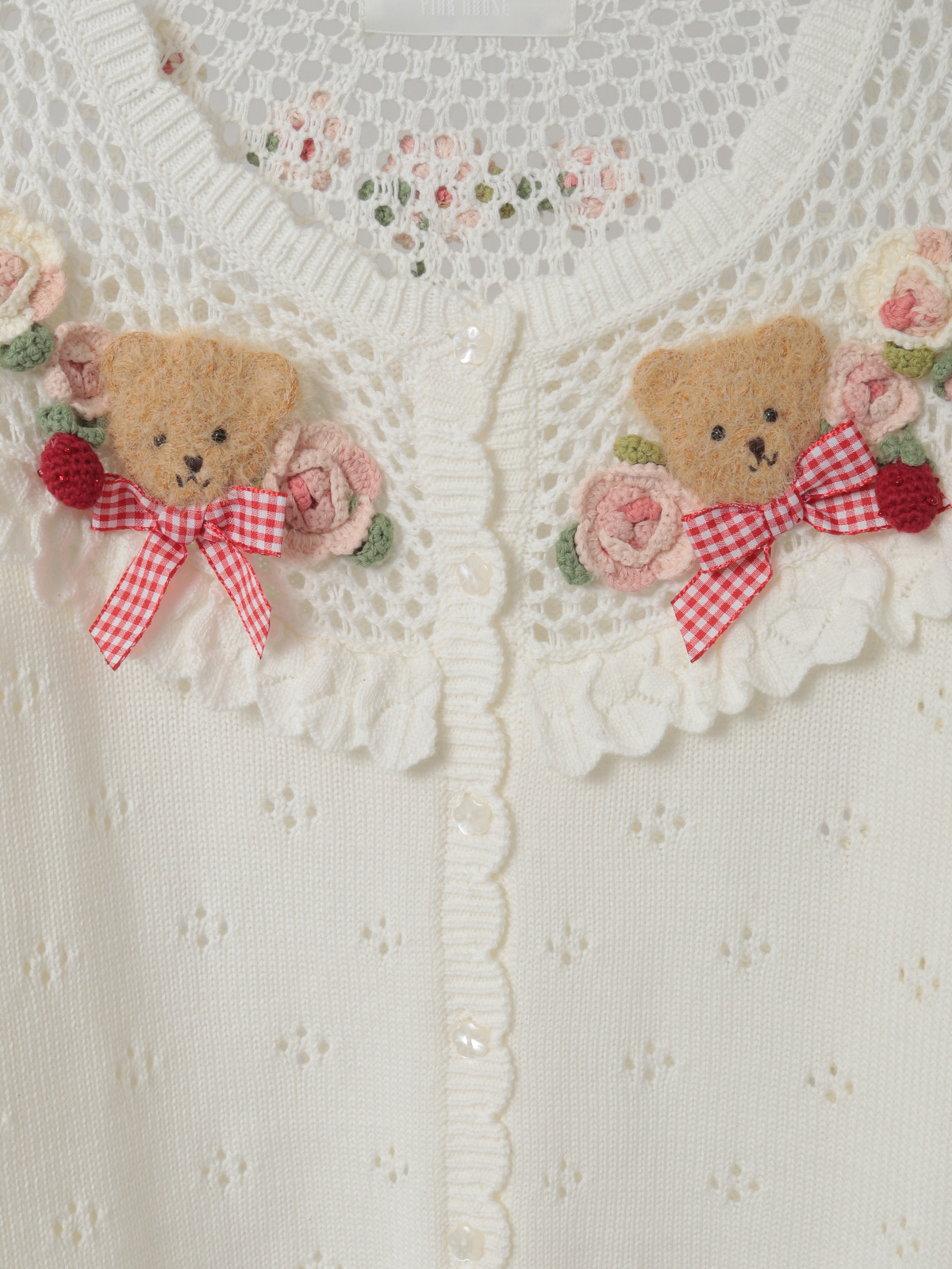 テディ＆ローズモチーフヨークニットカーディガン｜ピンクハウス