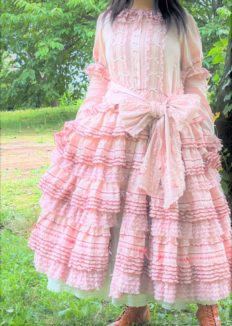 ピンクハウス 綿ローン チュニック サッシュベルト リボン ピンク