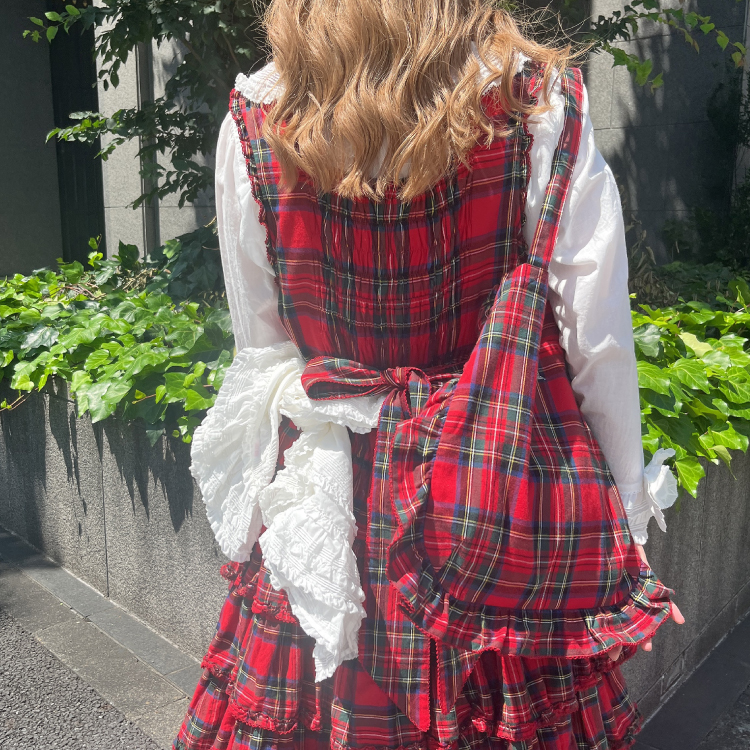 ピンクハウス ピコフリルコットンスカート リボン ペチスカート 前あき