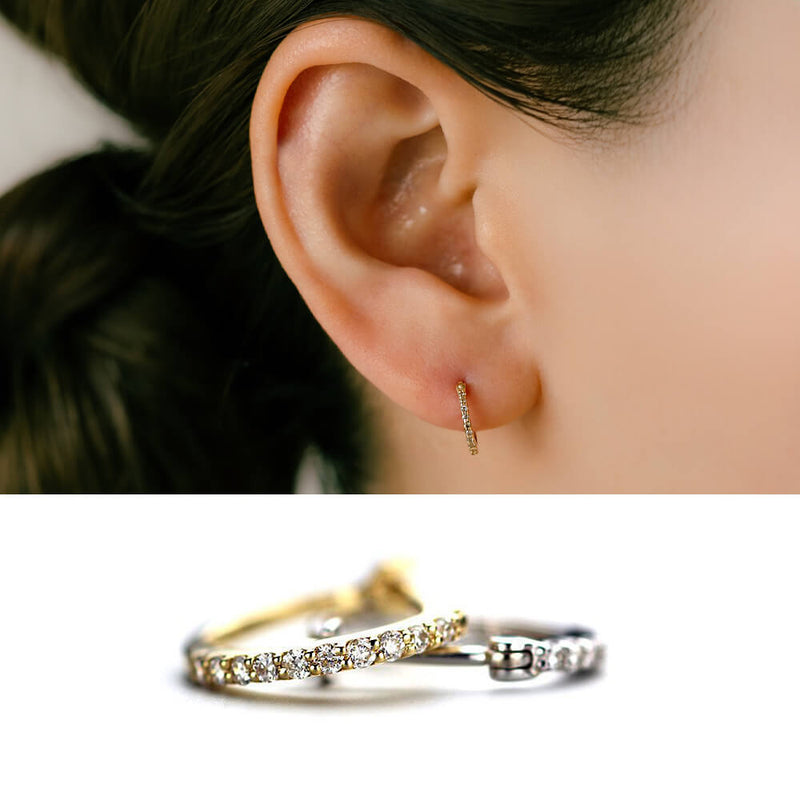 K18&K18WG ダイヤモンド フープピアス │軟骨ピアス – PICOLLET