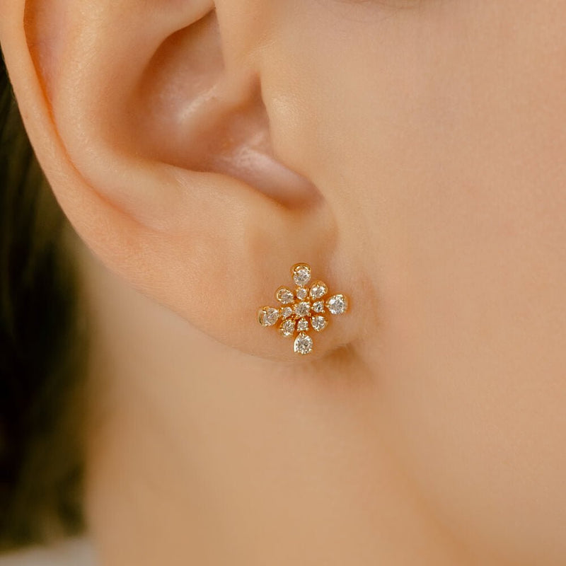 ダイヤモンドの軟骨ピアス│K18金イエローゴールド プラチナ