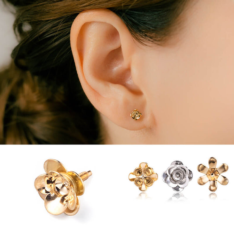 繊細に造られた花びらが美しい地金モチーフのボディピアス – PICOLLET