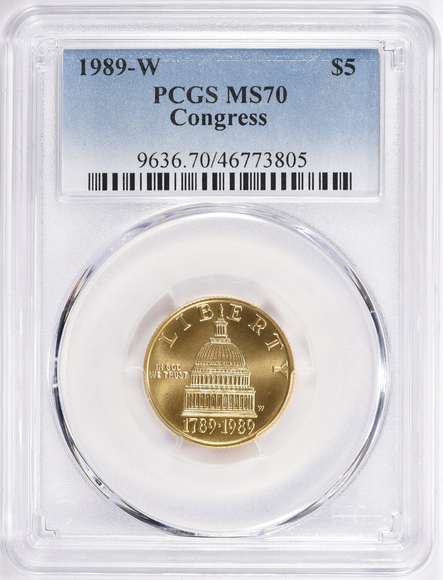 1989-W Congress Bicentennial Gold $5 PCGS MS-70 (Item 1349563