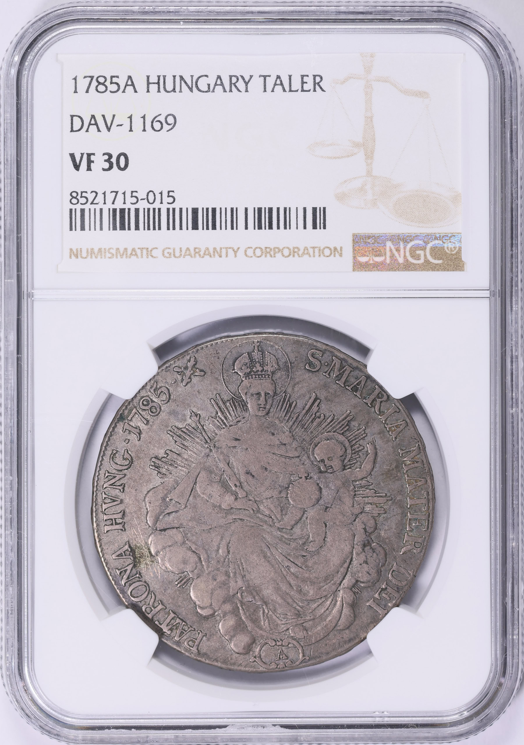 Hungary 1785-A Silver Thaler KM-400.1 NGC VF-30 (Item 1935415