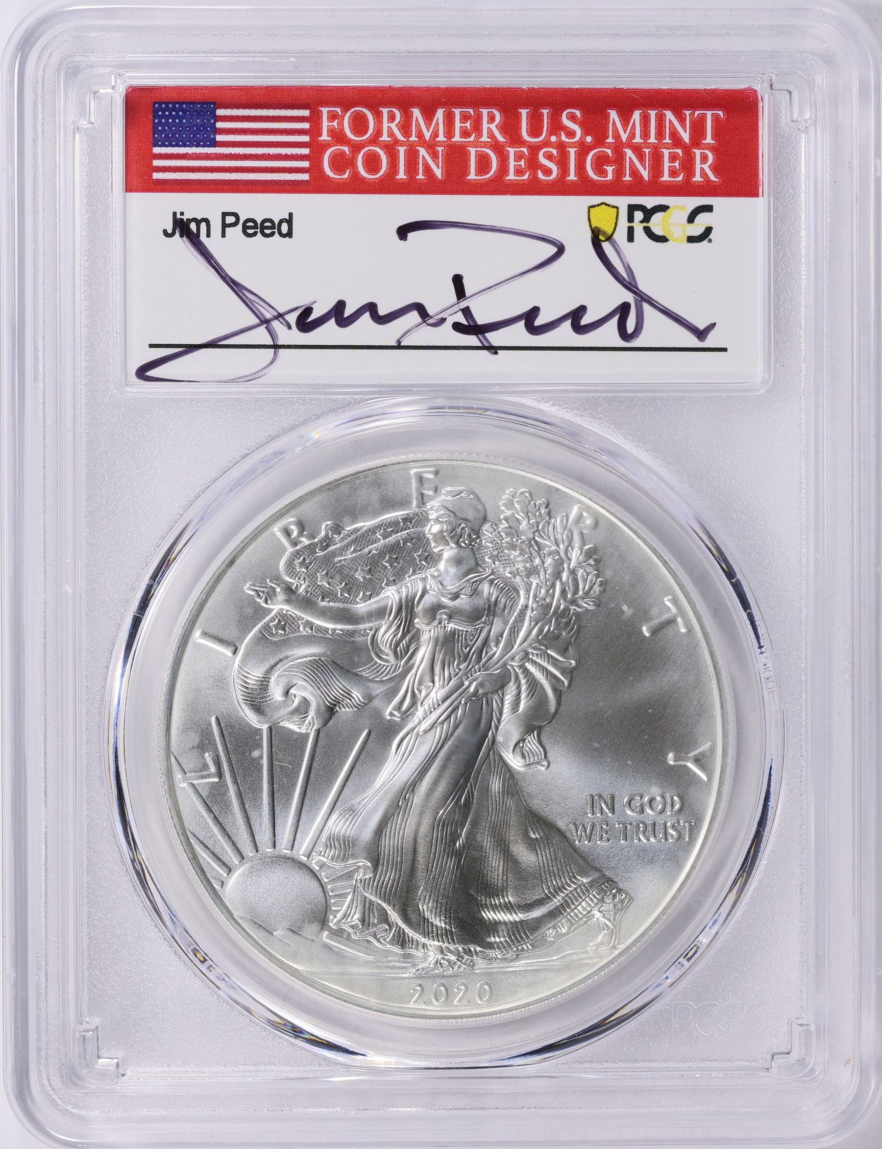 2020 $1 Silver Eagle First Day of Issue PCGS MS-70 (Jim Peed