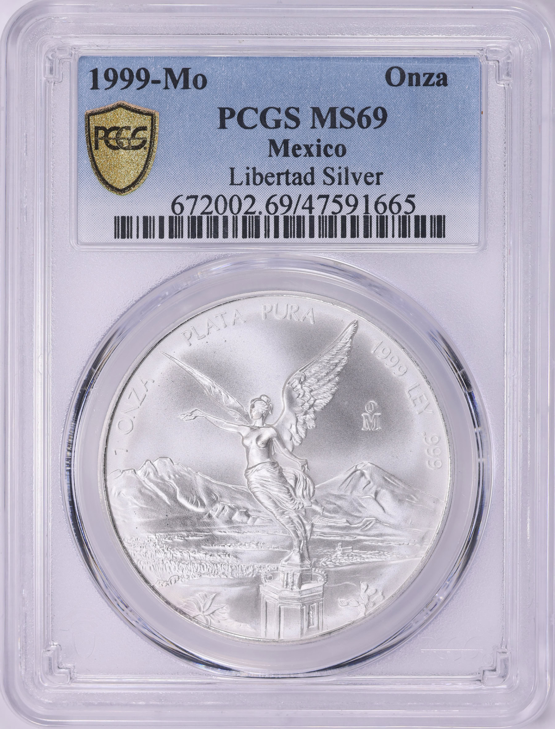 Mexico 1999-Mo Silver Onza Libertad KM-613 PCGS MS-69 (Item