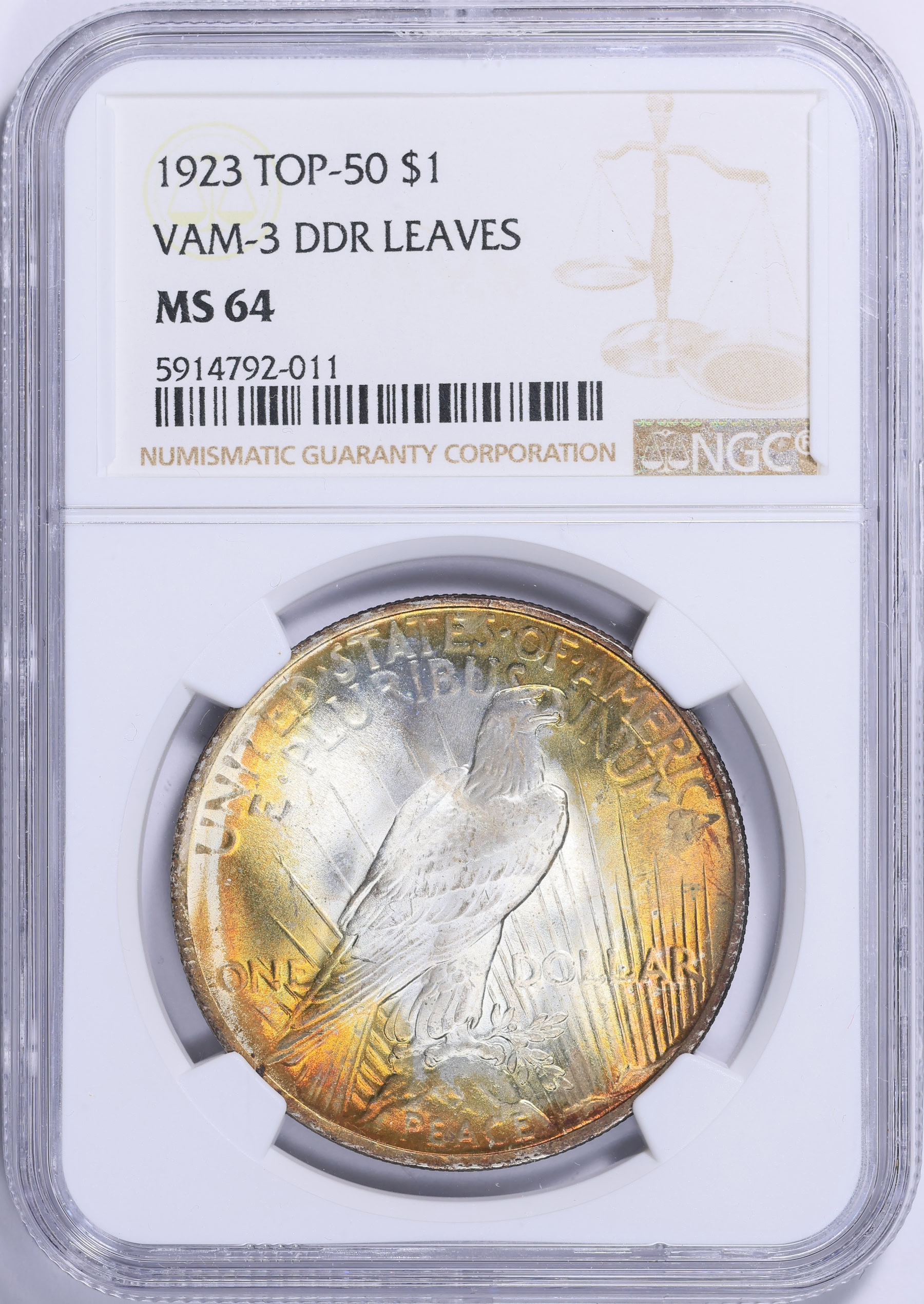 1923 Peace Silver Dollar Doubled Reverse VAM-3 *Top 50* NGC MS-64