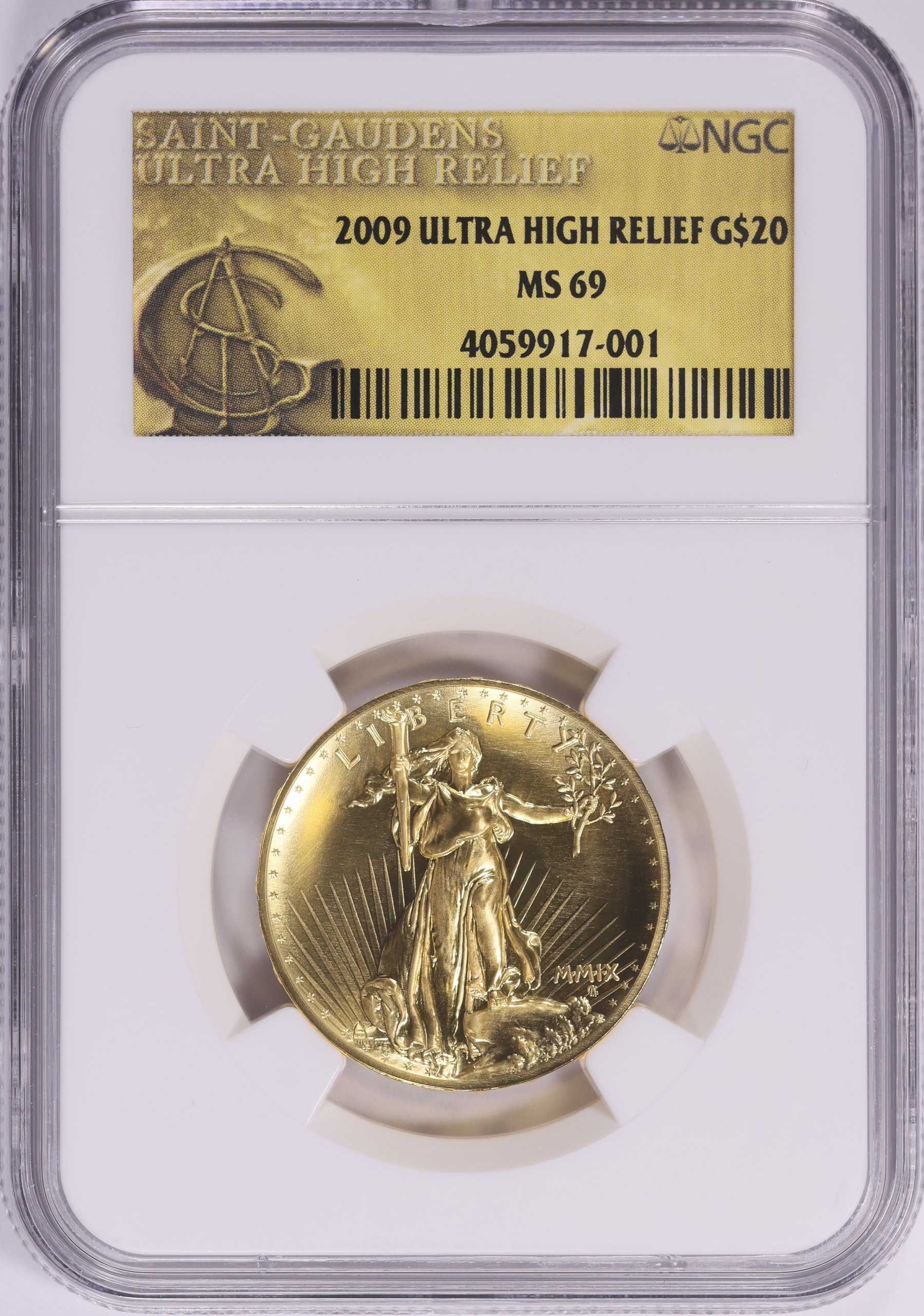 2009 MMIX Ultra High Relief $20 Gold NGC MS-69 (With Original
