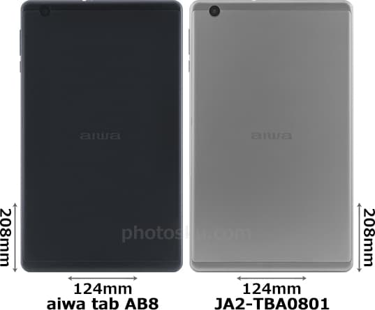 aiwa tab AB8」と「JA2-TBA0801」の違い - フォトスク