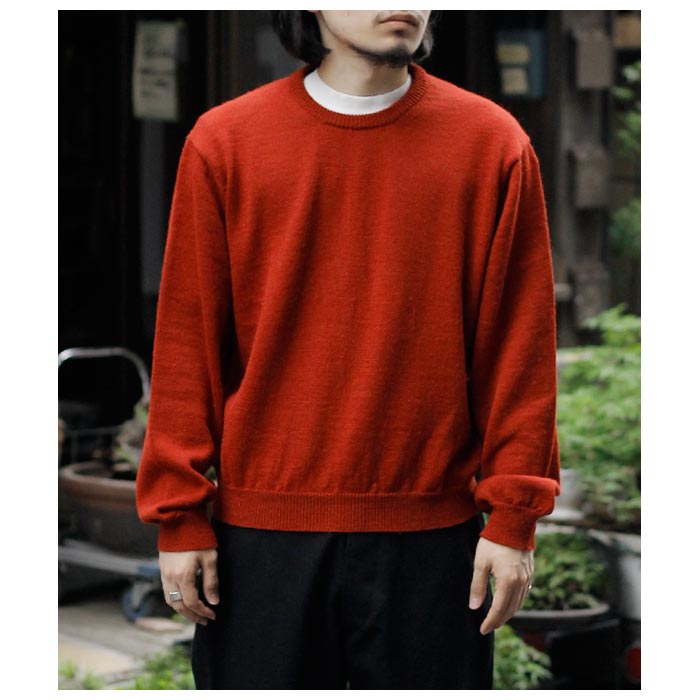 インテリム INTERIM ウール アルパカ 7ゲージ クルーネック セーター