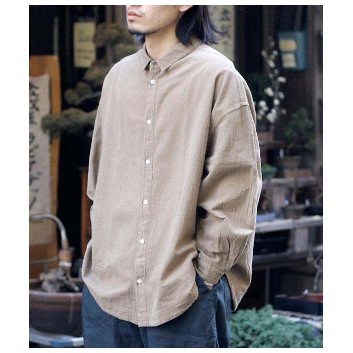 ミッタン MITTAN 綿絹楊柳ビッグシャツ（草木染）COTTON SILK WILLOW