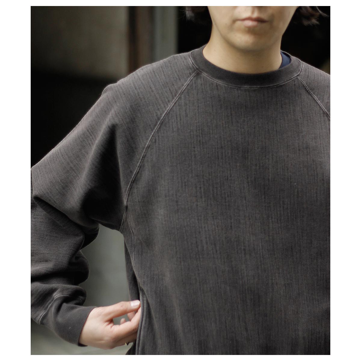 バトナー BATONER ジャンベルカ 裏毛 フェードカラー クルーネック