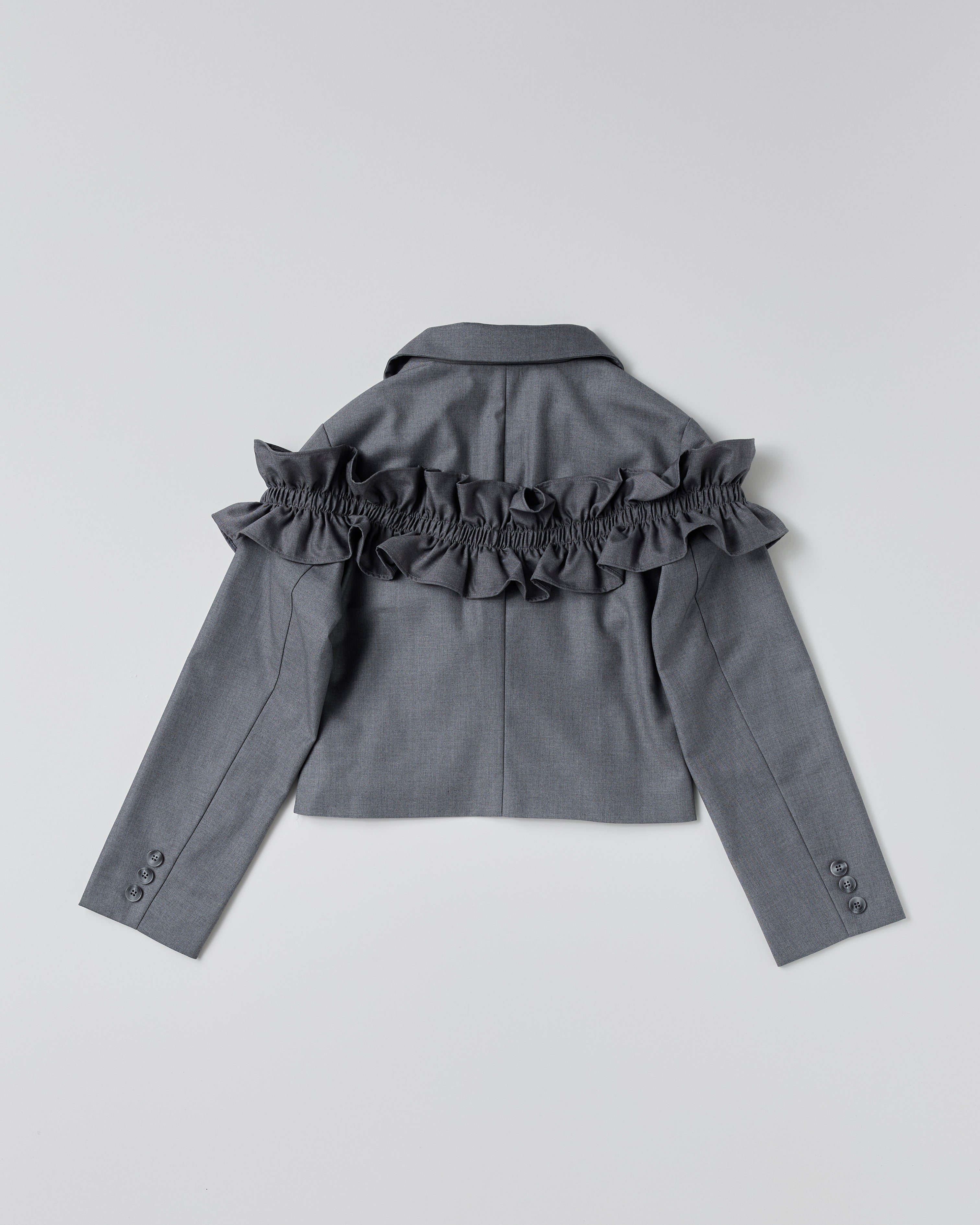 Gathered frill short jacket (gray)