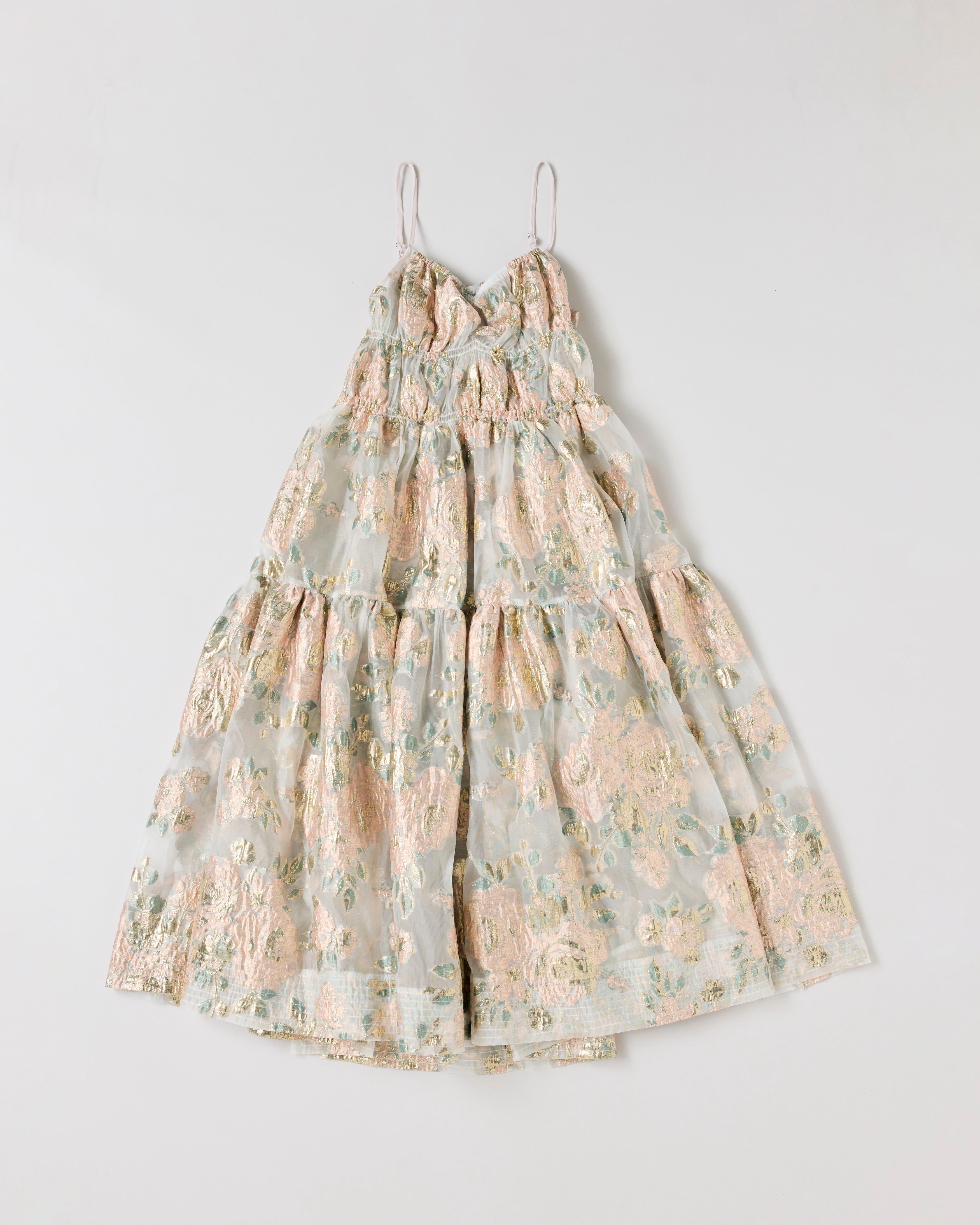 Pink gold jacquard cami dress