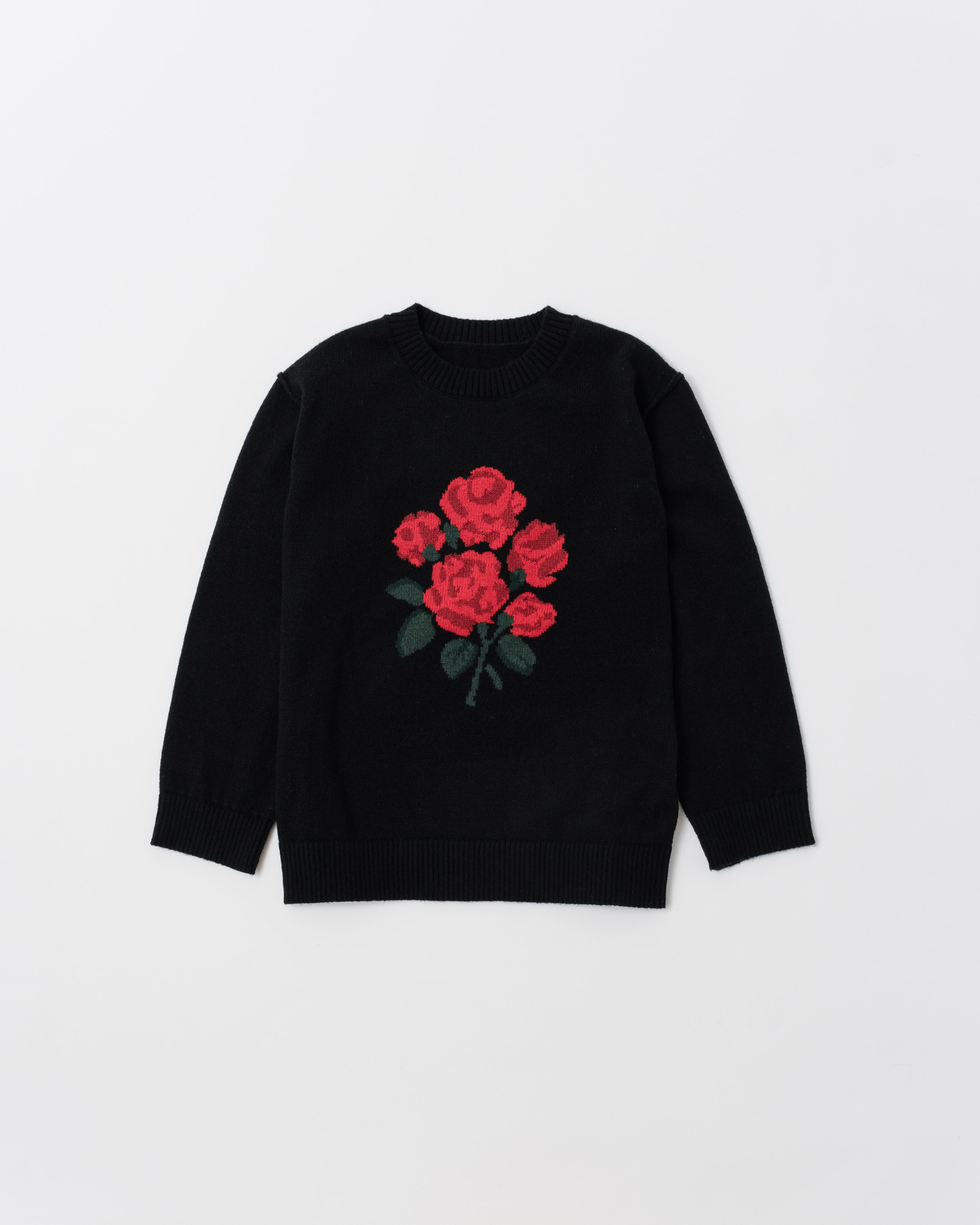 Red bouquet intarsia knit (black)