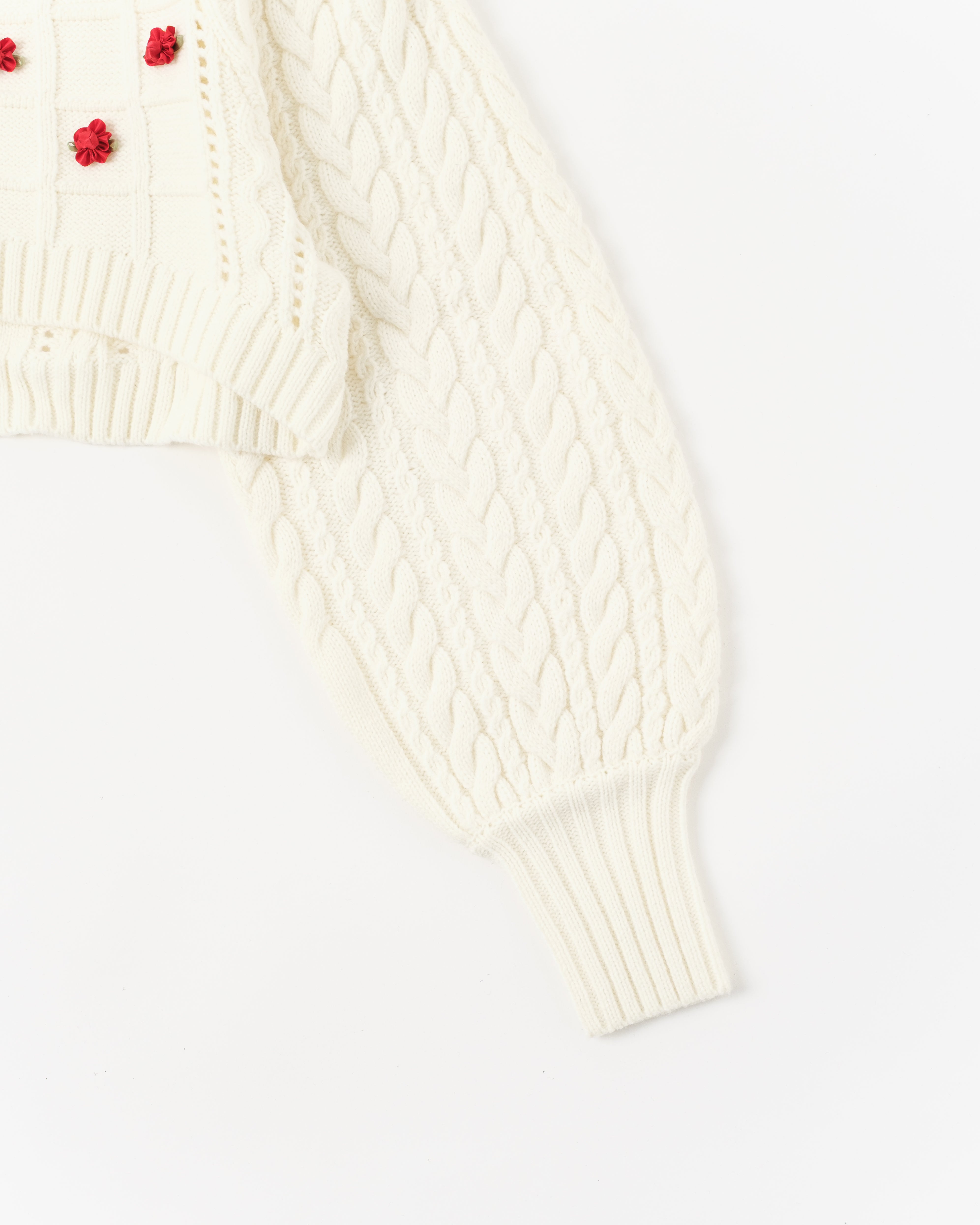 Ribbon flower cropped cardigan