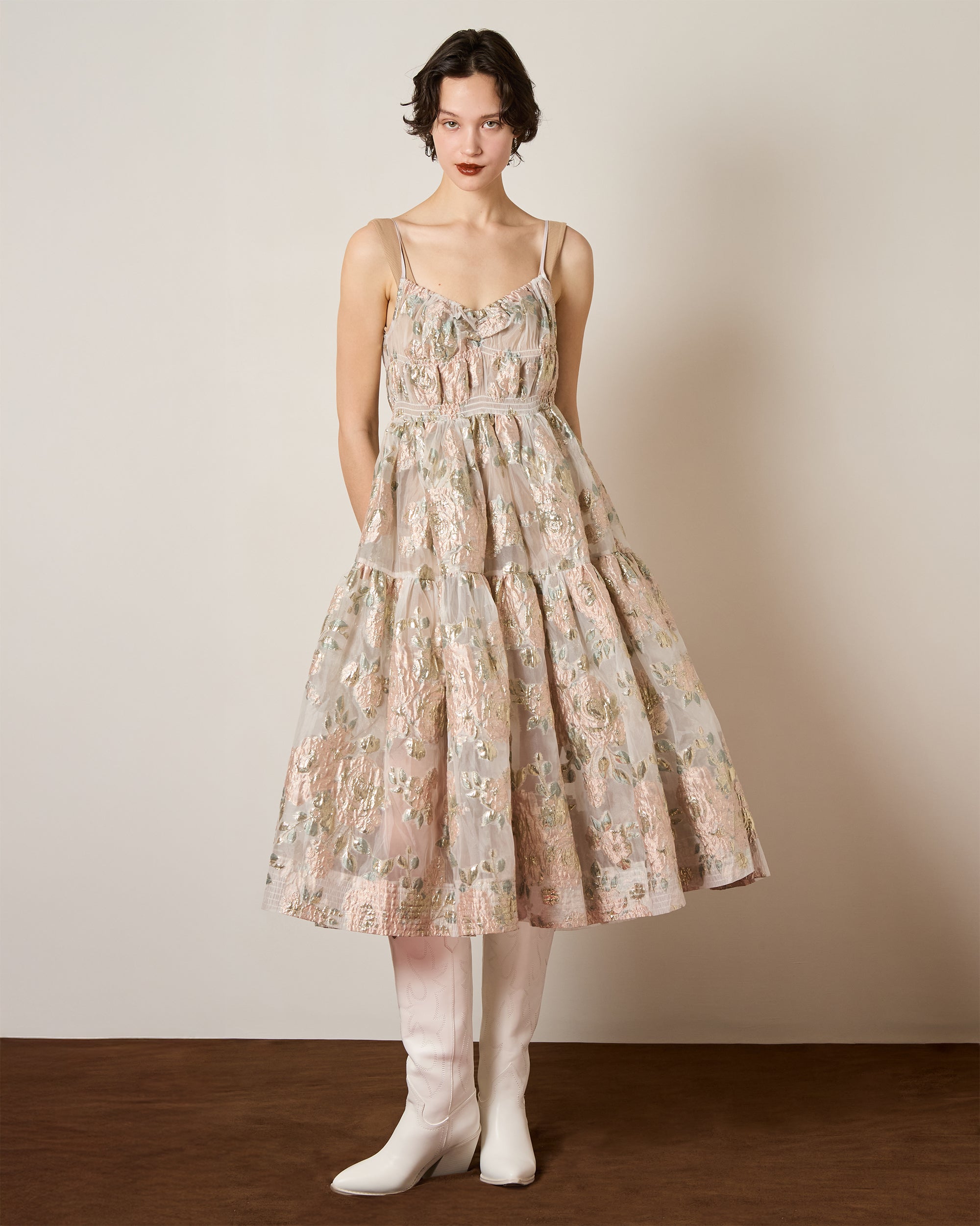 Pink ribbon see-through tops(Round neck)