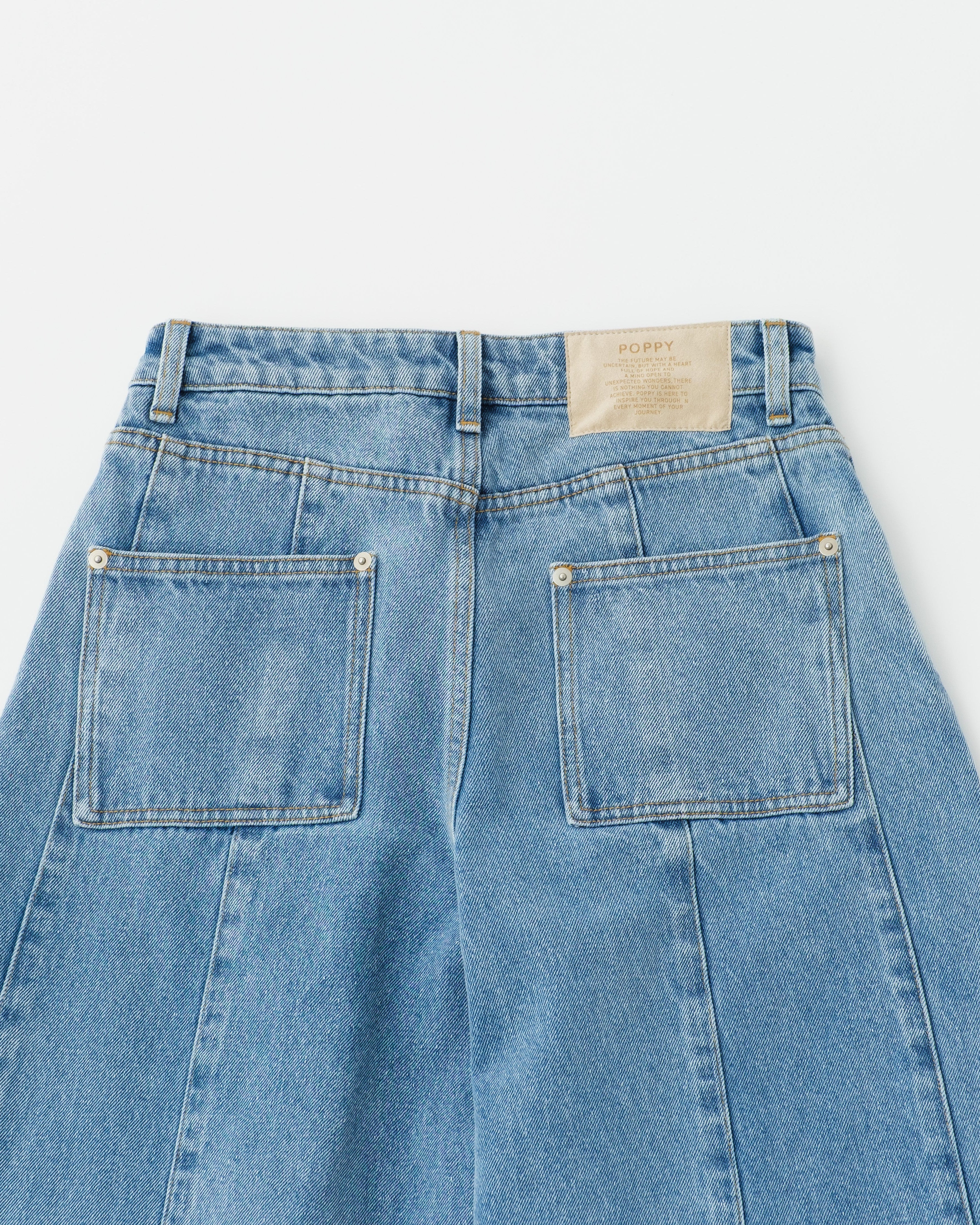 Pleated balloon denim pants