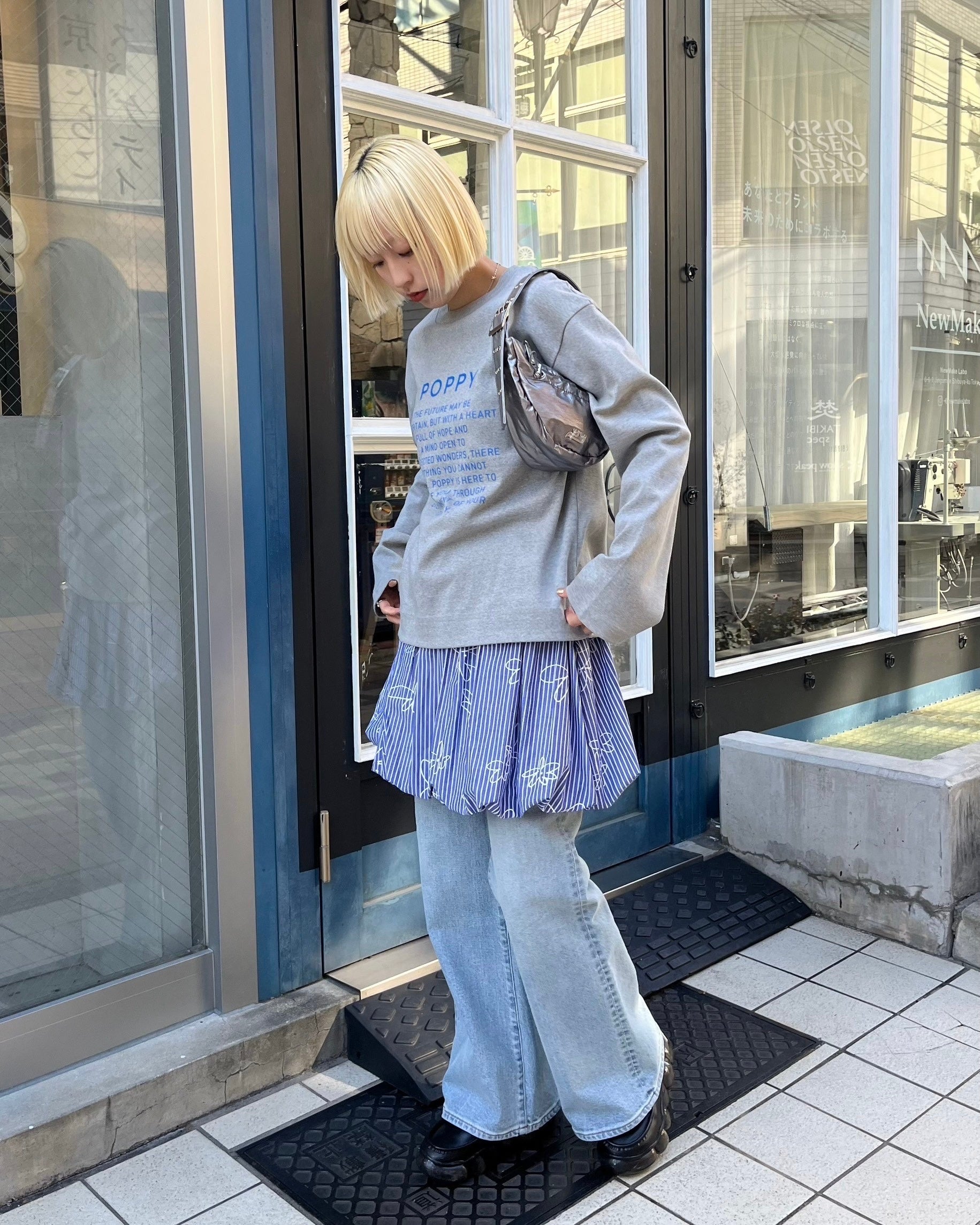 Balloon mini skirt (blue flower)