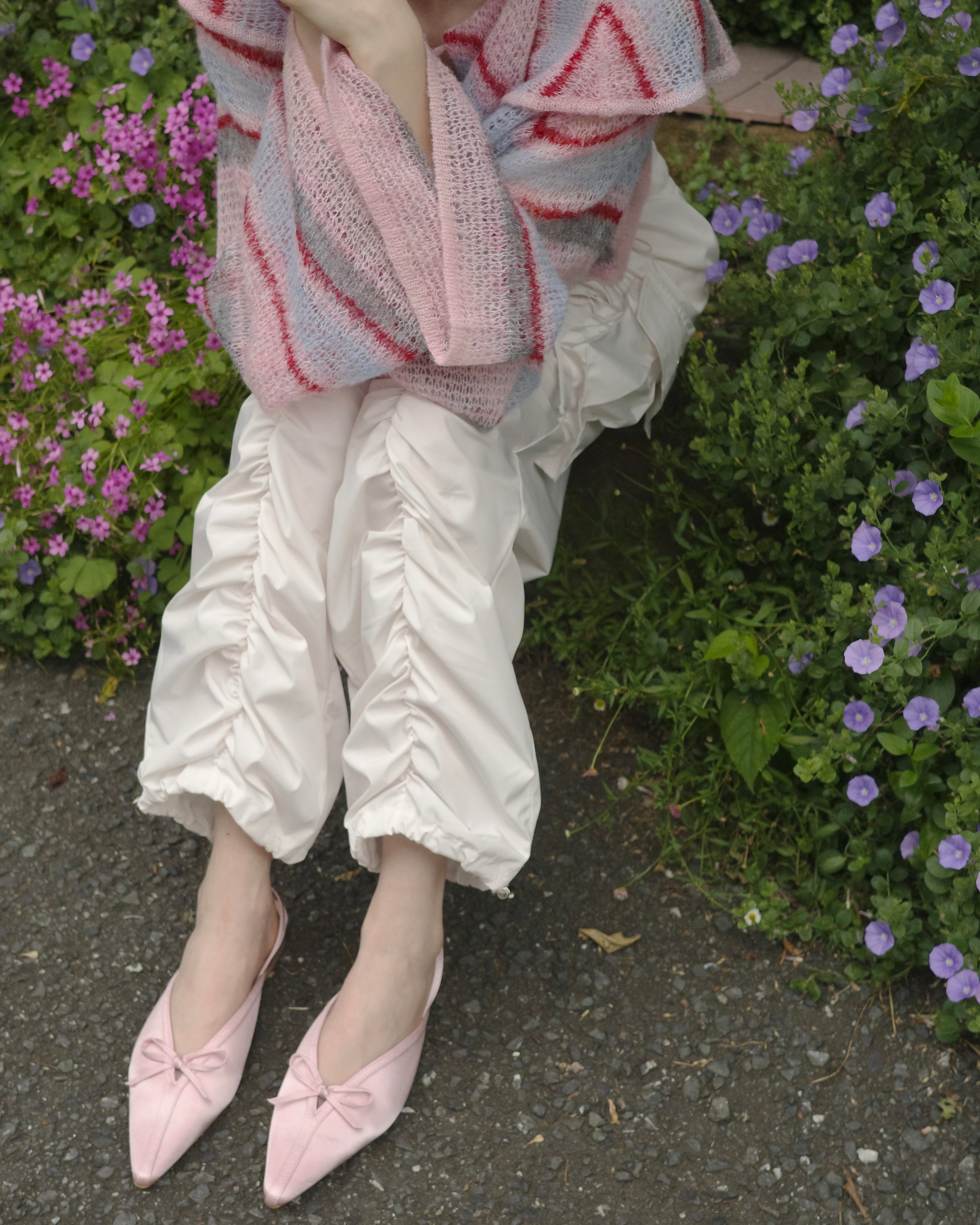 GATHER RIBBON CARGO PANTS（WHITE）