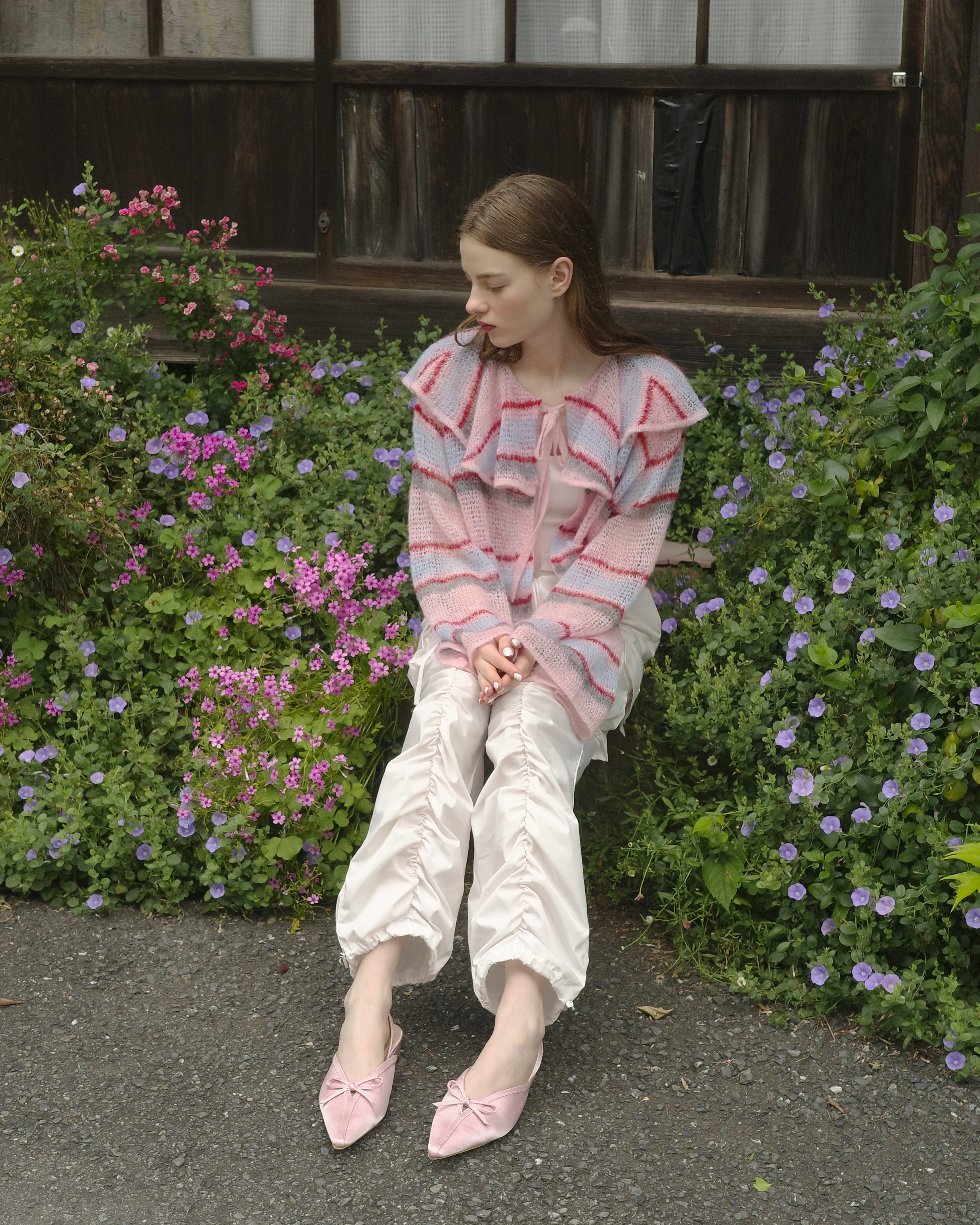 GATHER RIBBON CARGO PANTS（WHITE）