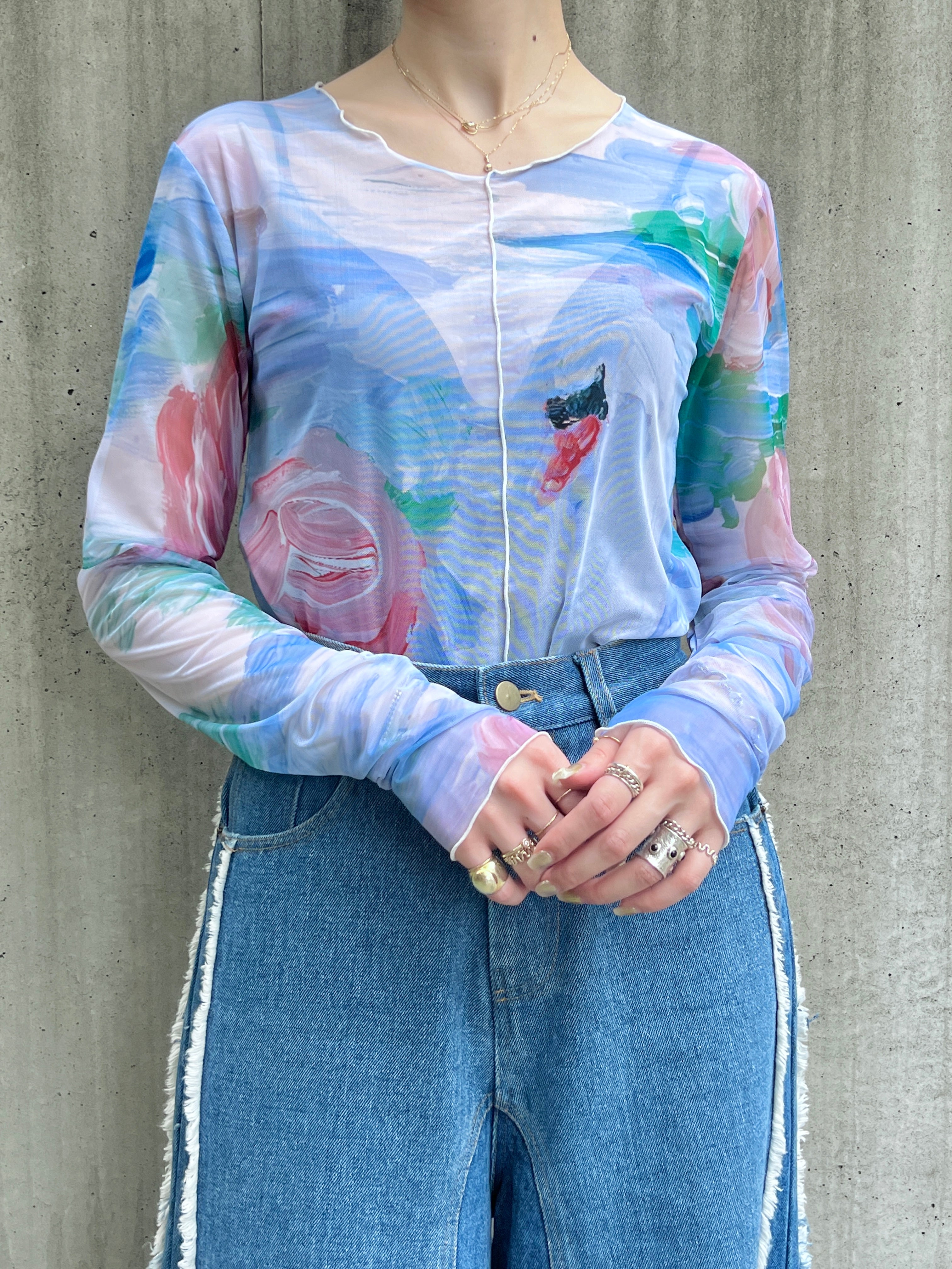 Swan see-through tops (High / Crew neck)